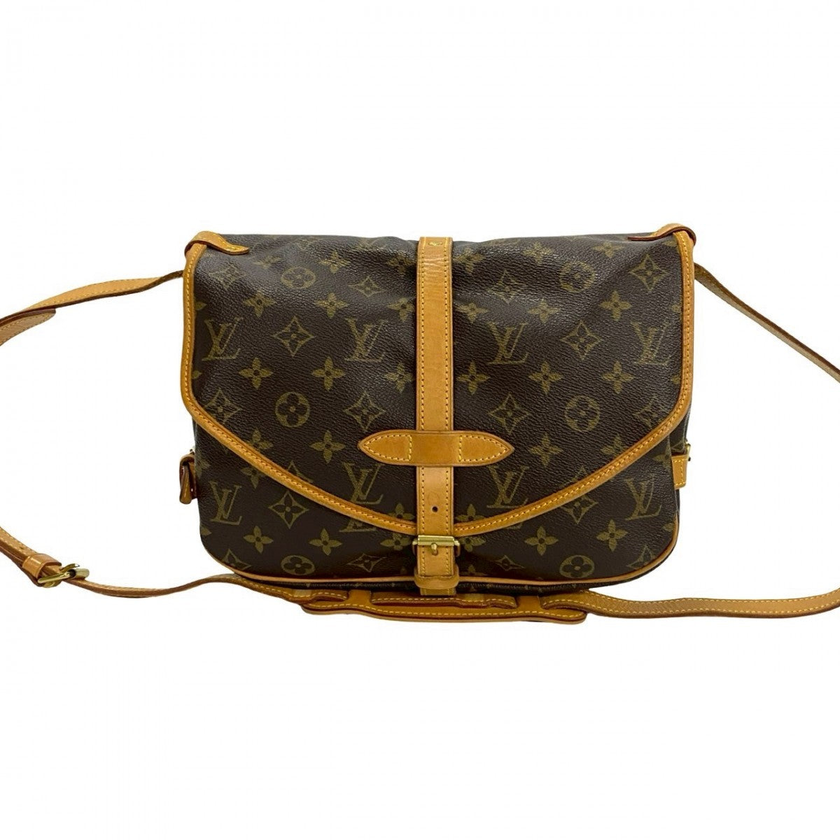 LOUIS VUITTON Shoulder Bag Leather, PVC Brown Monogram Saumur30 mens(Unisex)
