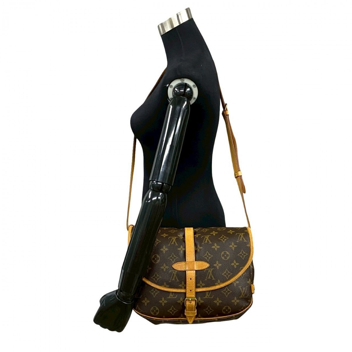 LOUIS VUITTON Shoulder Bag Leather, PVC Brown Monogram Saumur30 mens(Unisex)