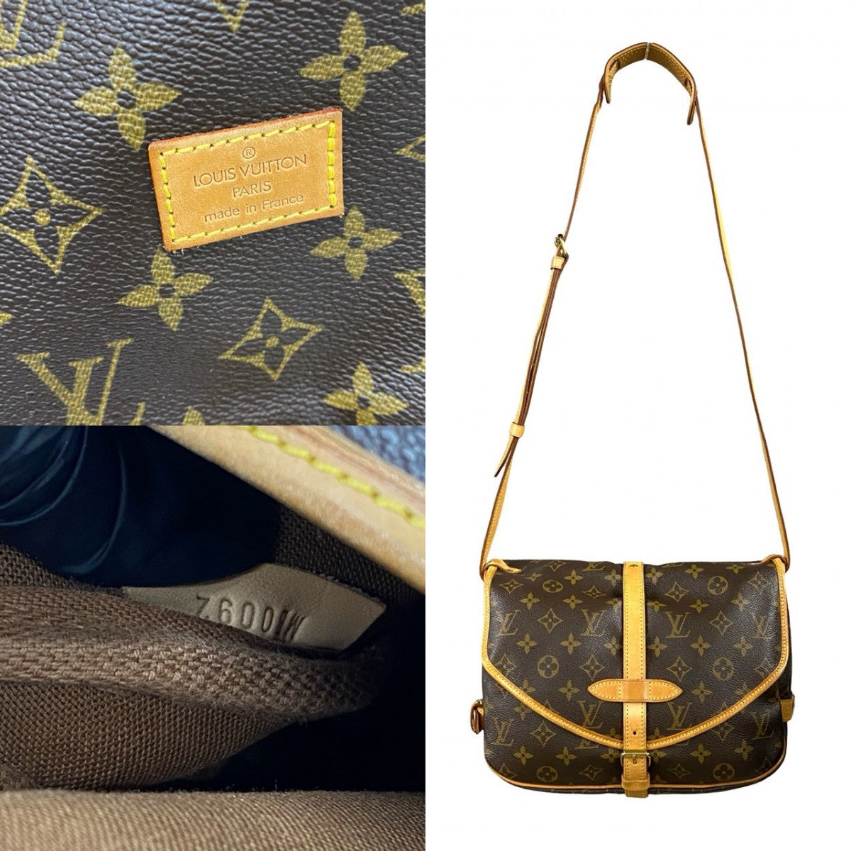 LOUIS VUITTON Shoulder Bag Leather, PVC Brown Monogram Saumur30 mens(Unisex)