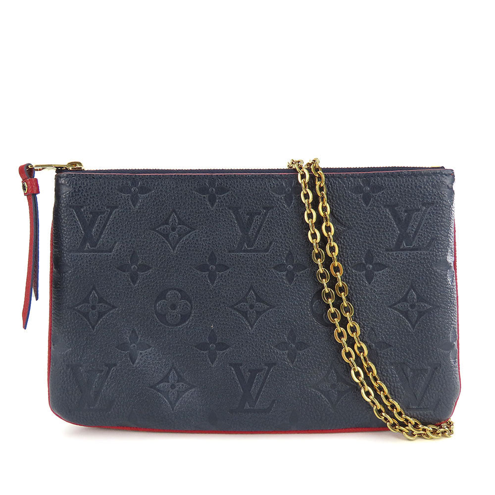 LOUIS VUITTON Shoulder Bag Monogram Ann Platt Navy Pochette double zip