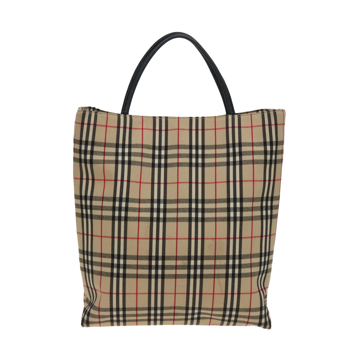 Burberry Nova Check Hand Bag Canvas Beige Auth 81820