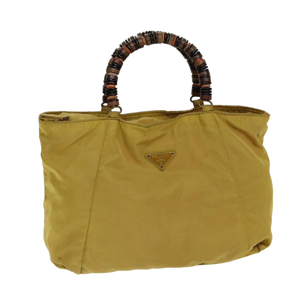 PRADA Hand Bag Nylon Yellow Auth