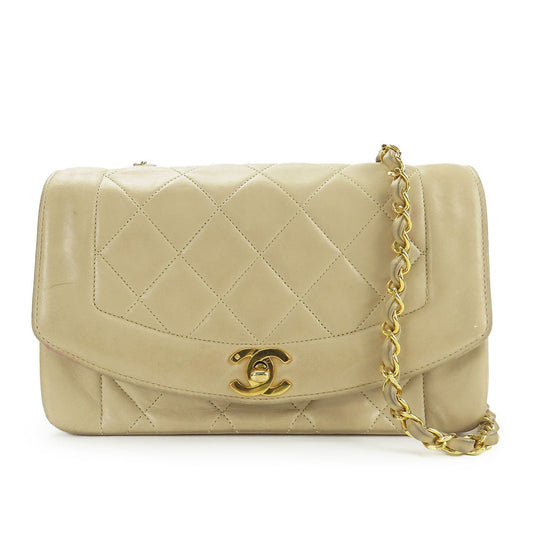 CHANEL Shoulder Bag lambskin beige Diana
