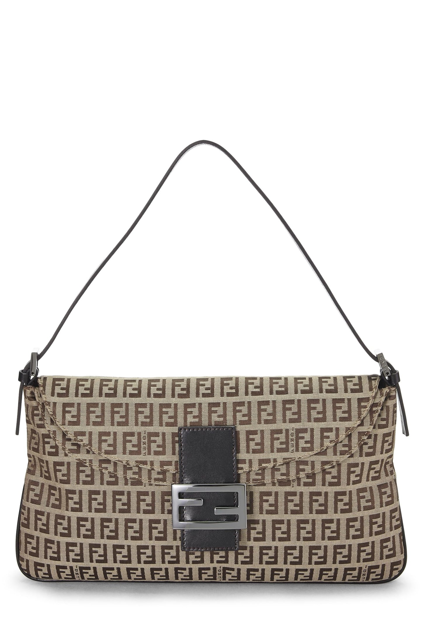 Fendi, Brown Zucchino Canvas Shoulder Bag, Brown
