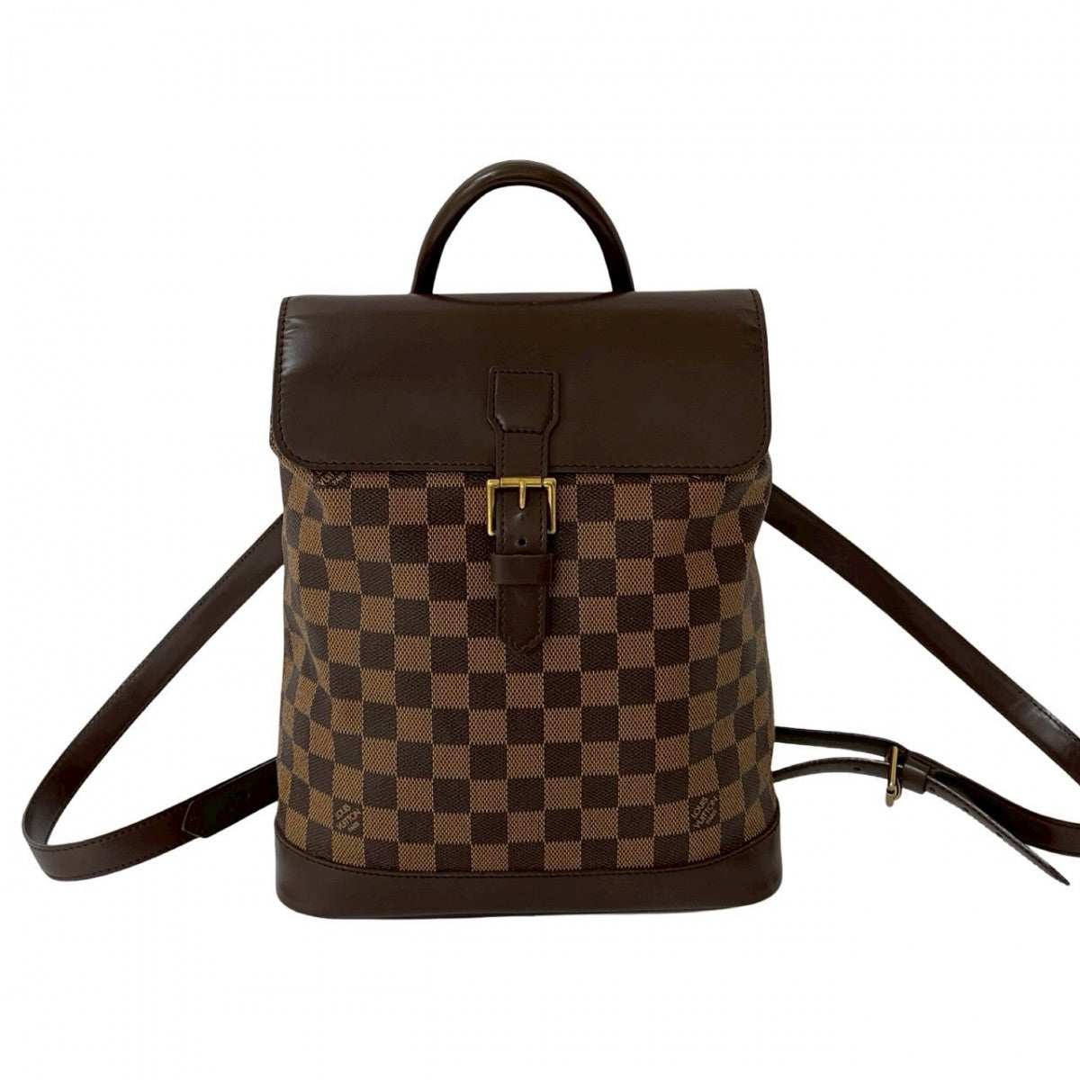 LOUIS VUITTON Backpack Leather, PVC Brown Damier Shoulder Bag Damier Soho Women