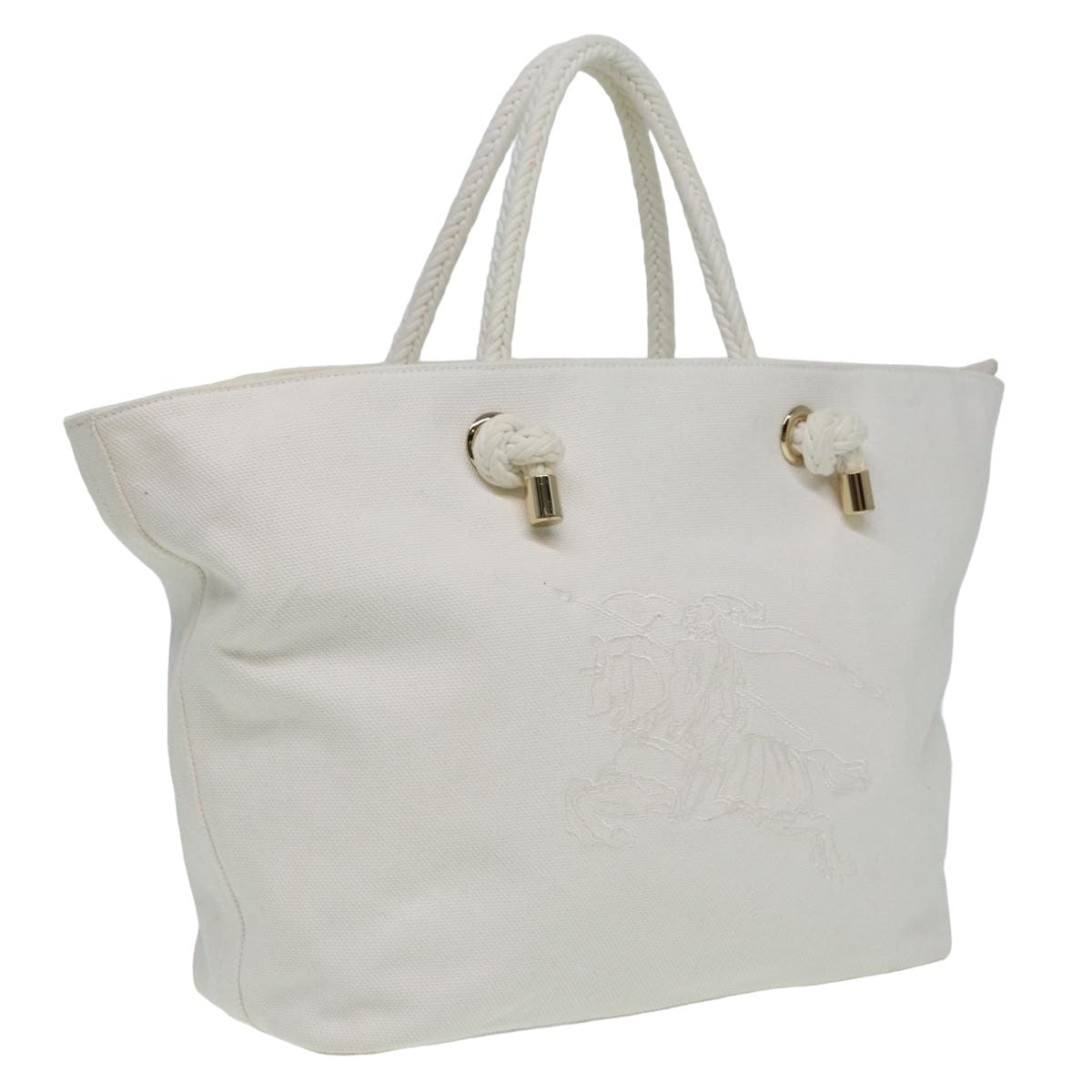 Burberry Tote Bag Canvas White Auth 81965