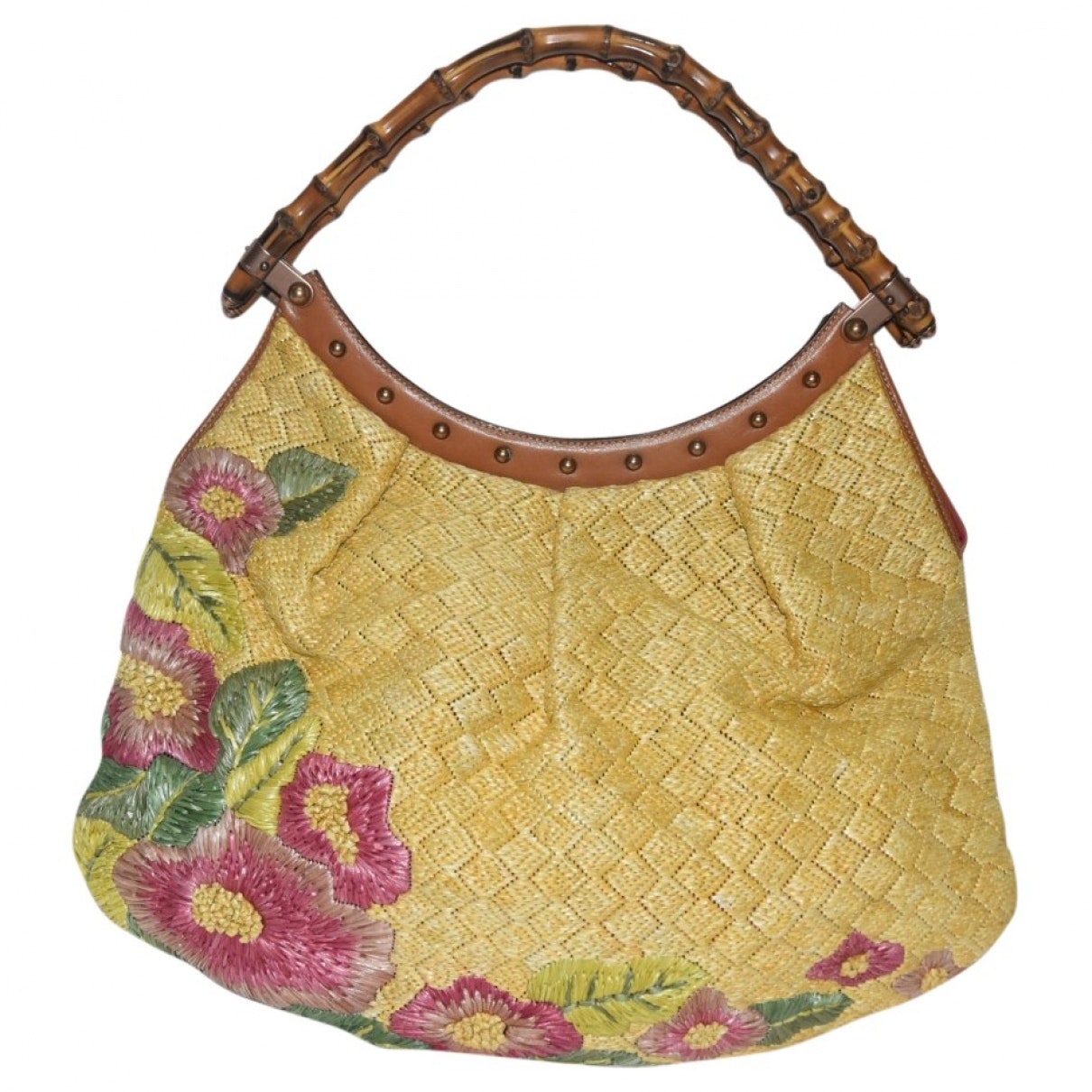 Gucci multicolour wicker handbag