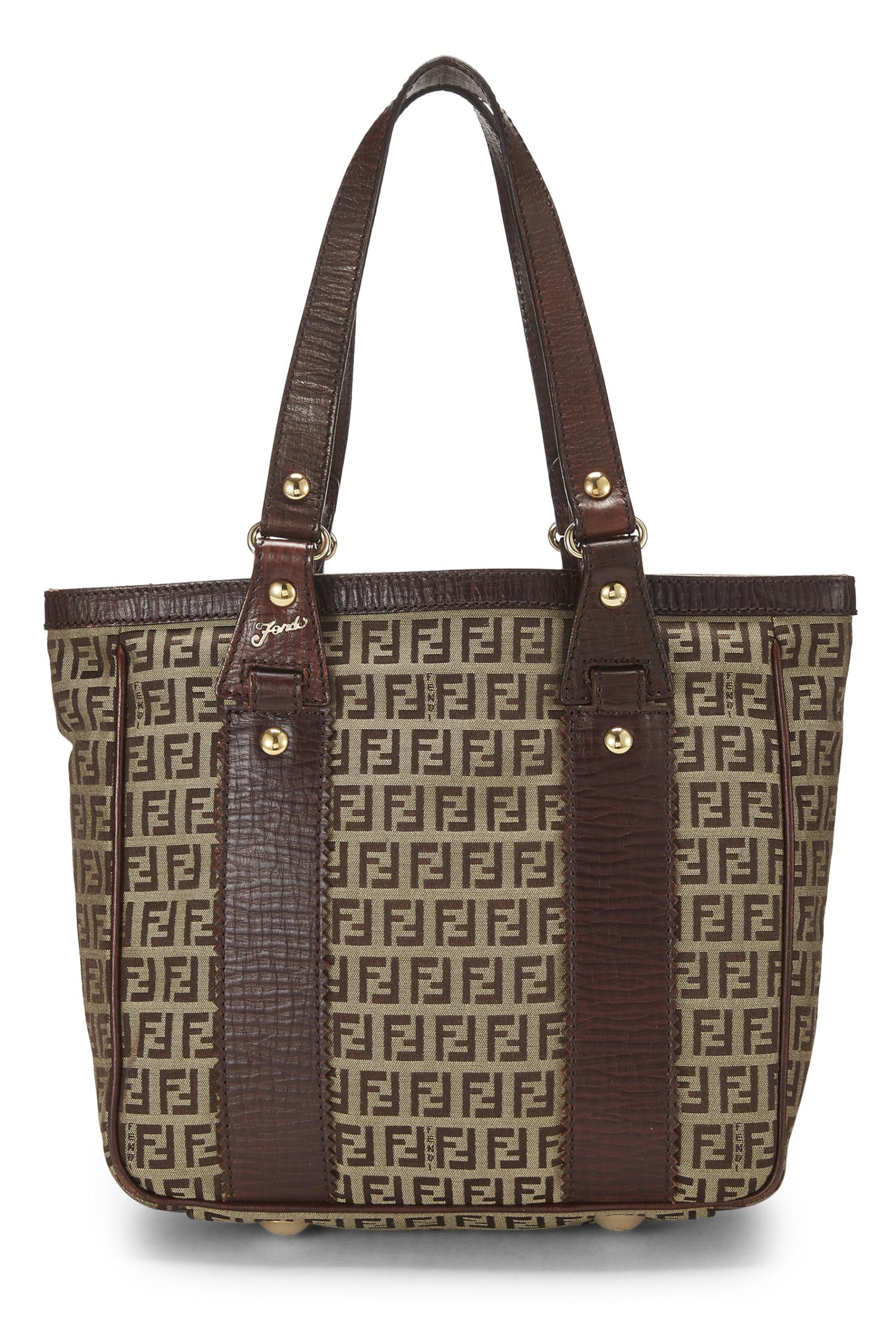 Fendi, Brown Zucchino Canvas Tote Small, Brown
