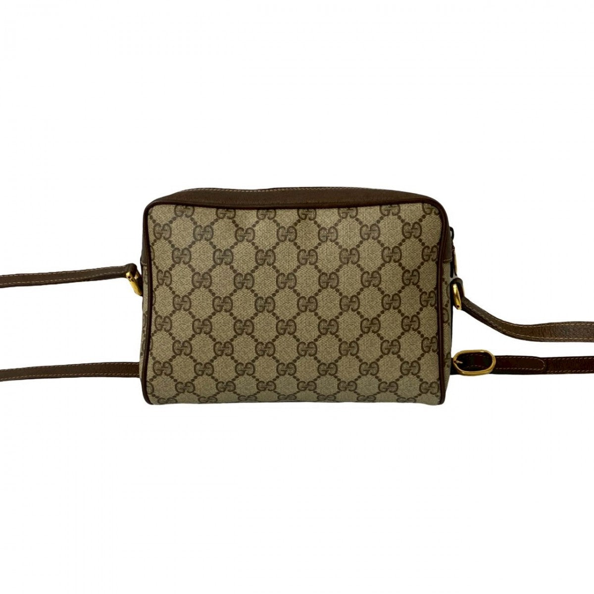 GUCCI Shoulder Bag Leather, PVC Brown GG logo Metal Sherry line Women