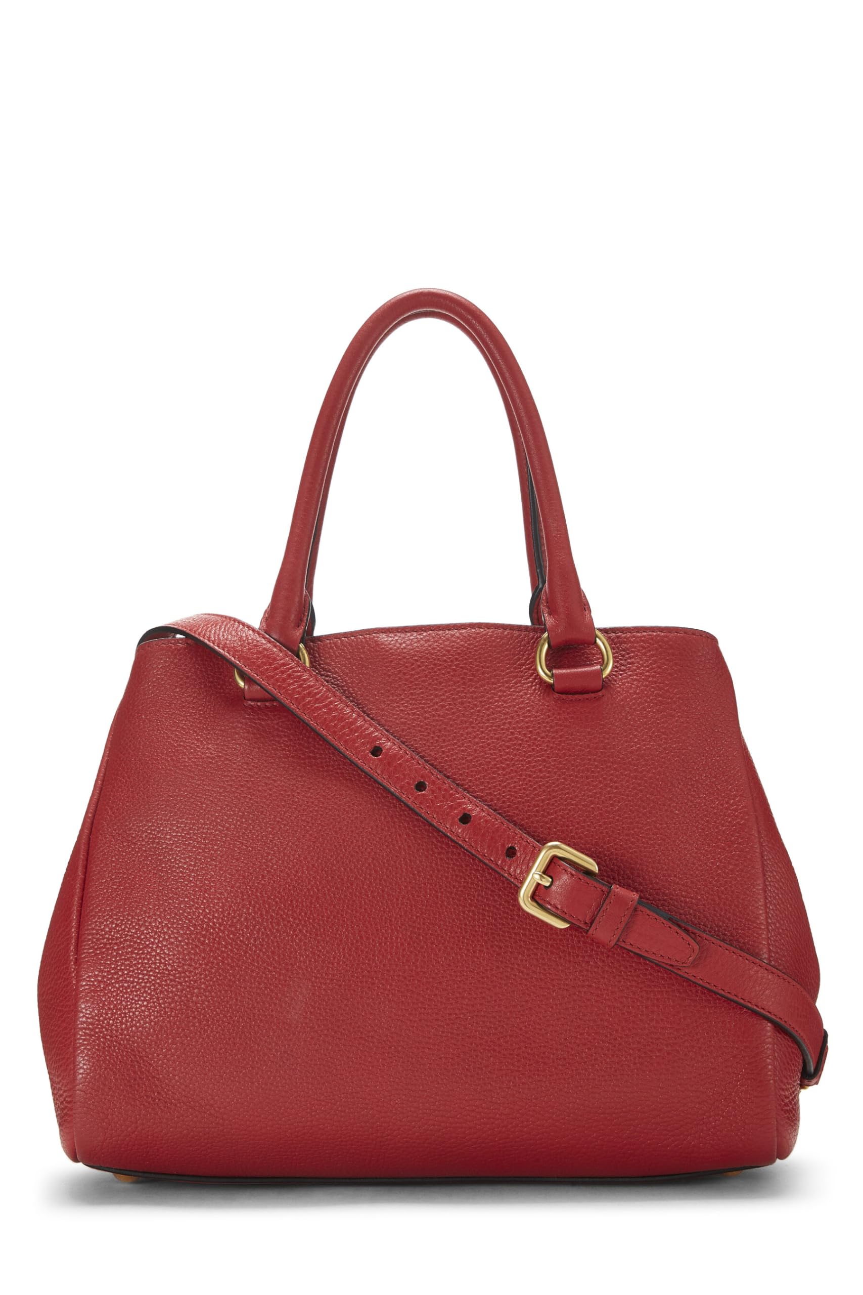 Prada, Red Vitello Daino Convertible Tote Small, Red
