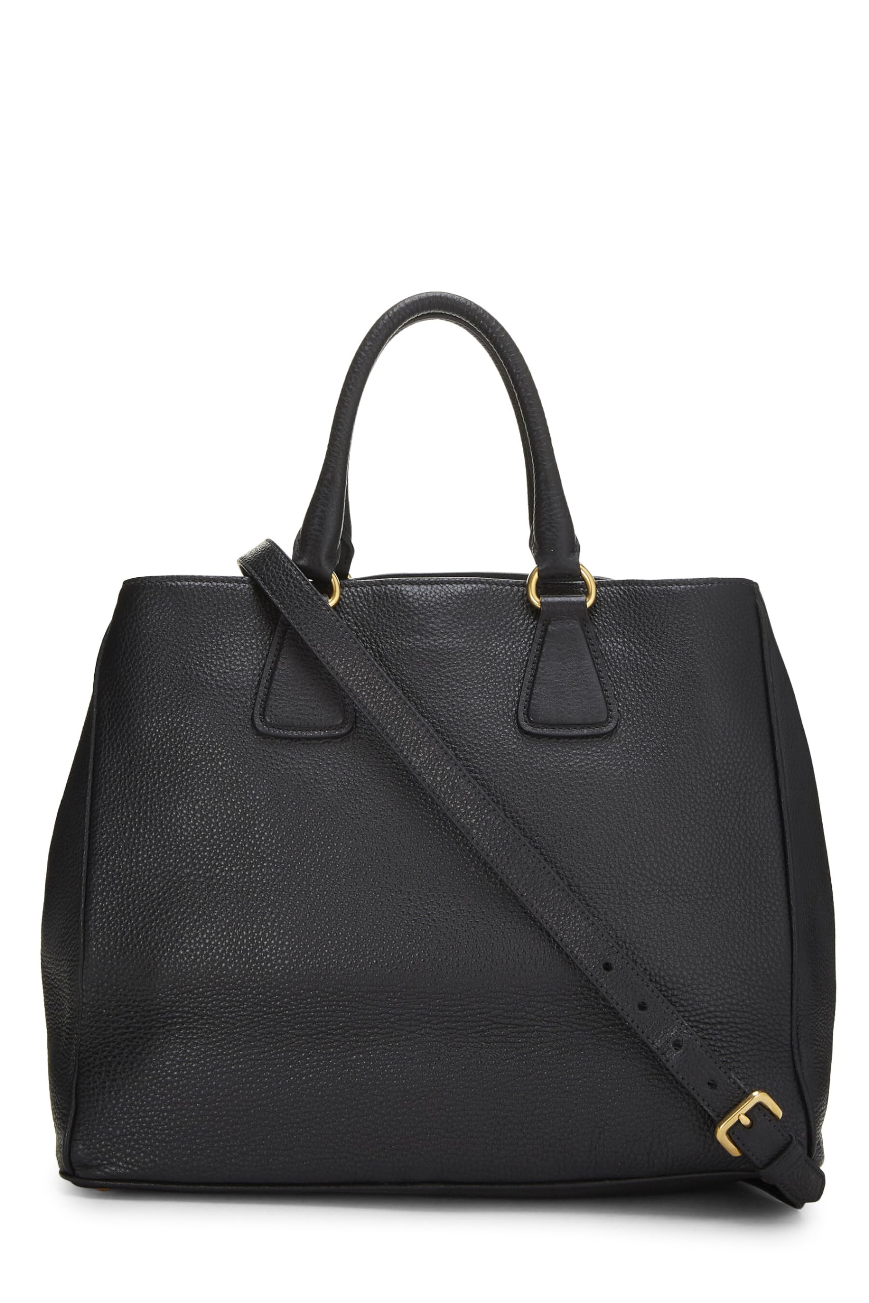 Prada, Black Vitello Daino Convertible Tote, Black