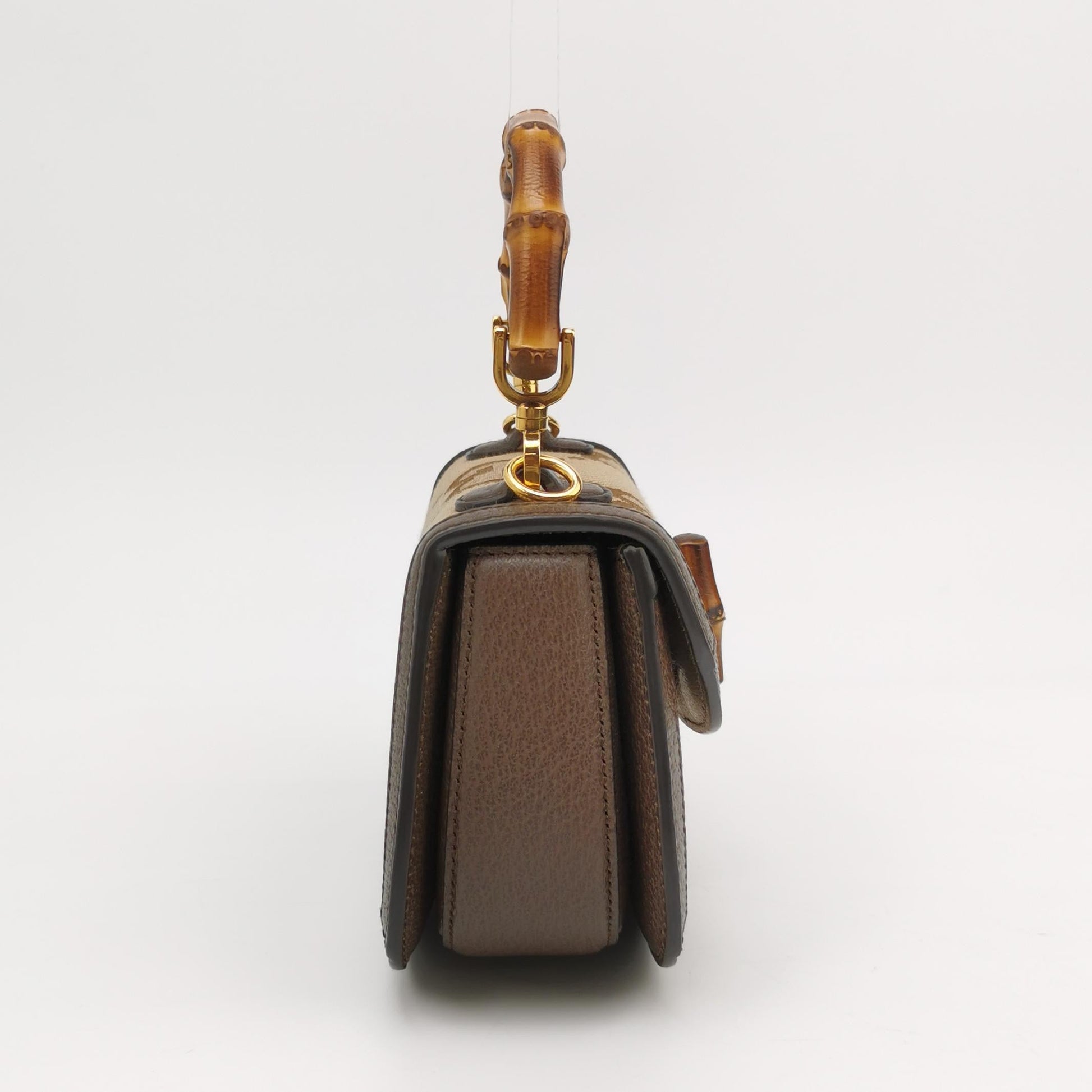 Gucci Bamboo 1947 Mini Brown Leather and Canvas Crossbody Bag