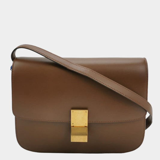 CELINE Classic Box Flap Caramel Brown Leather crossbody bag