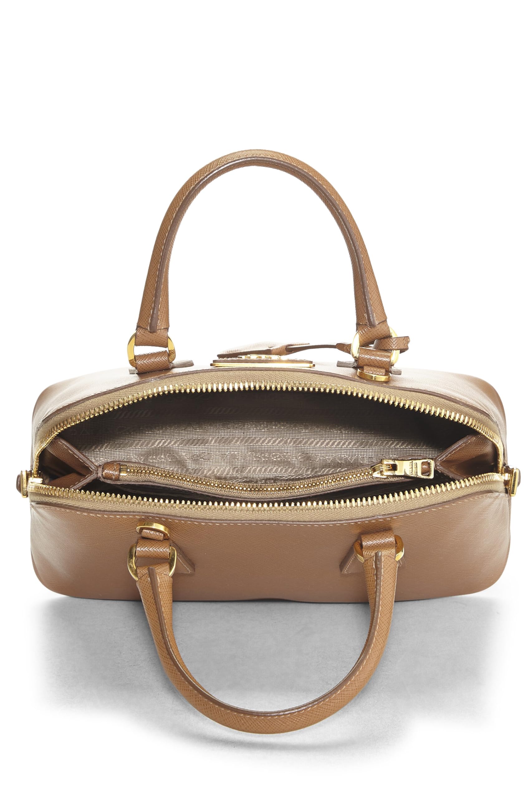 Prada, Brown Saffiano Lux Handbag Mini, Brown