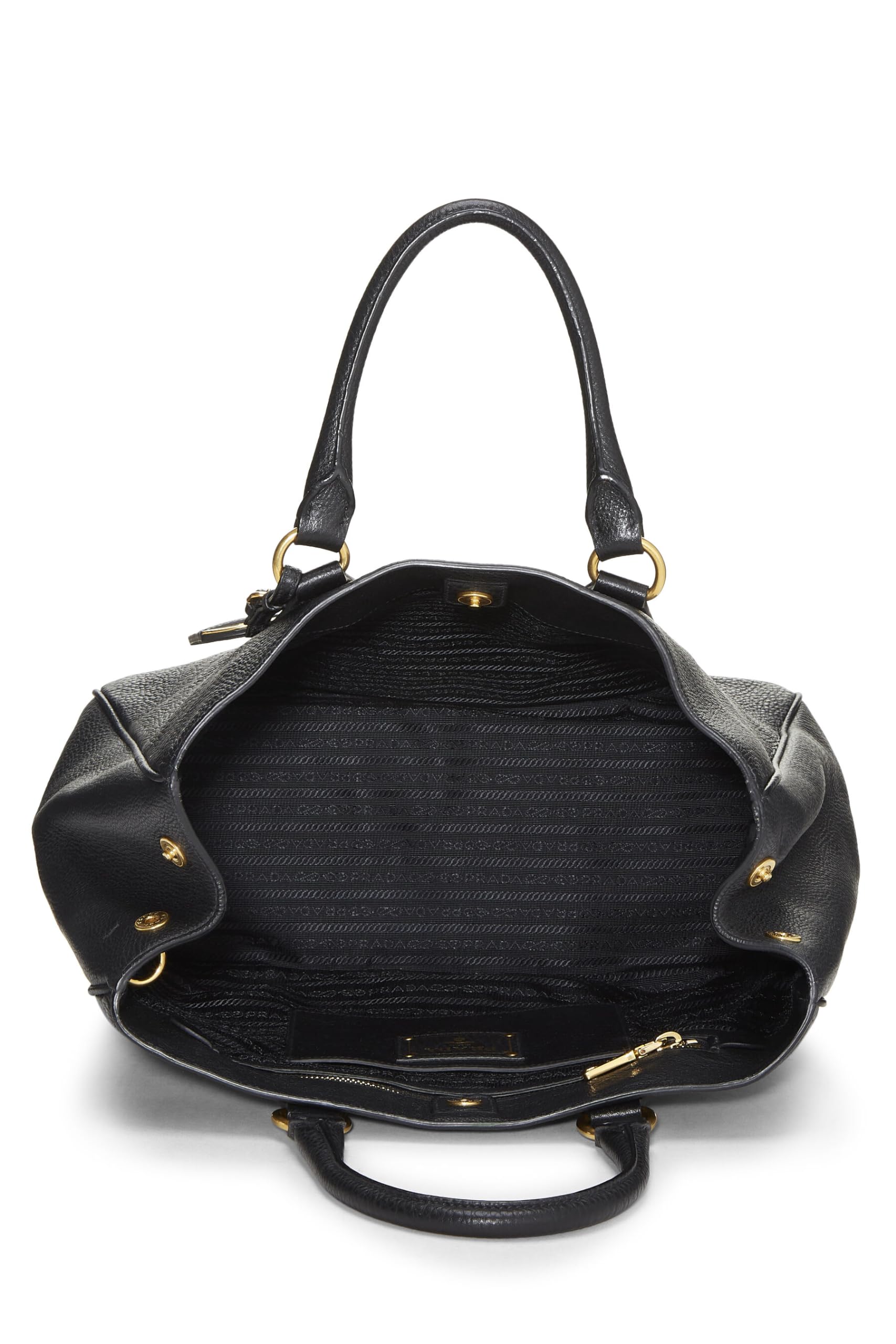 Prada, Black Vitello Daino Convertible Tote, Black