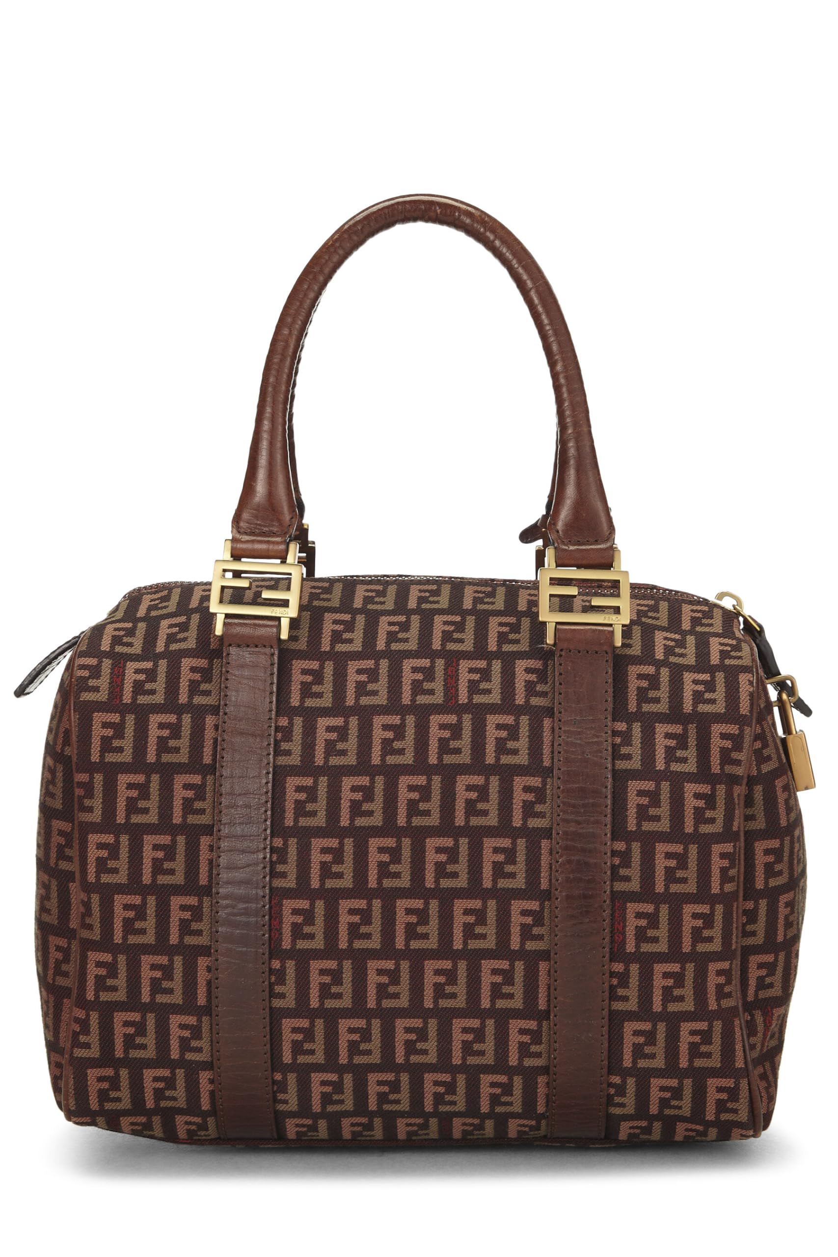Fendi, Brown Zucchino Boston Bag Mini, Brown