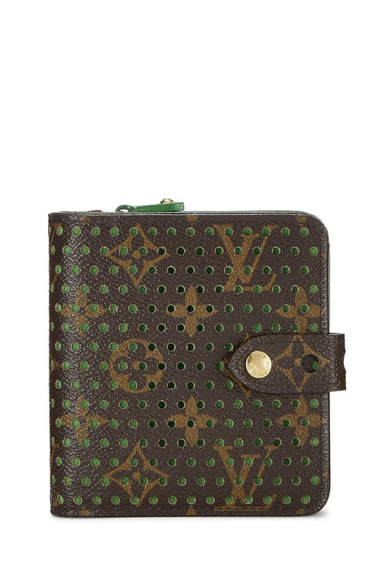 Louis Vuitton, Green Monogram Canvas Perforated Zippy Compact, Green