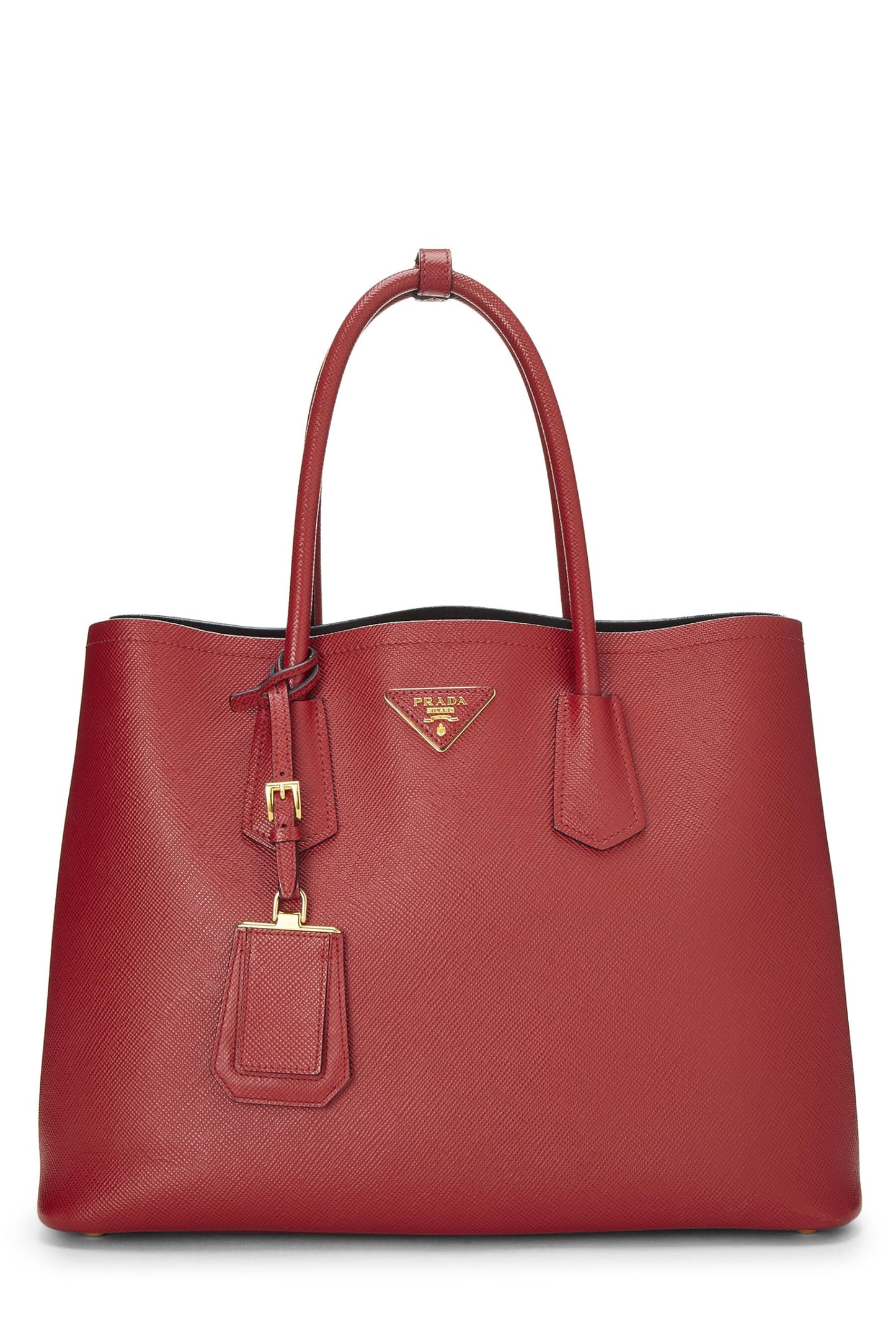 Prada, Red Saffiano Leather Double Tote Medium, Red