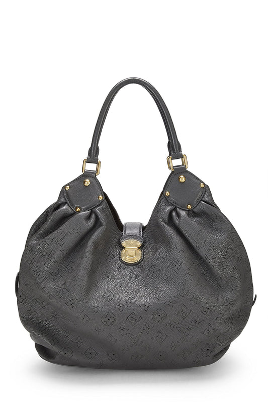Louis Vuitton, Black Leather Monogram Mahina Large, Grey