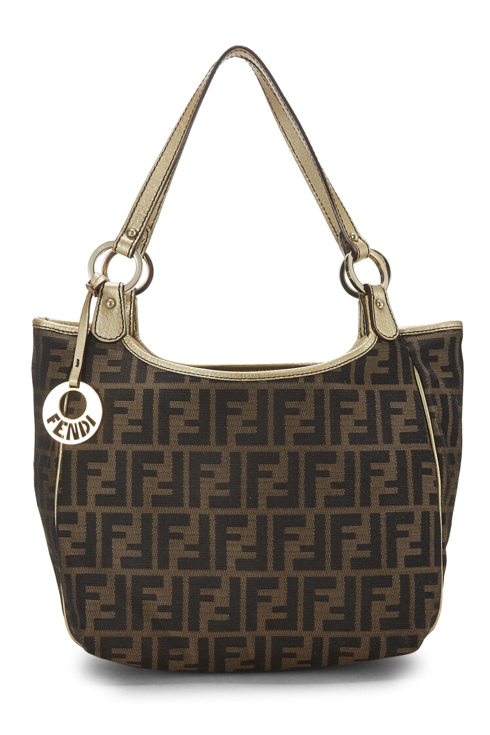 Fendi, Gold Zucca Canvas Shoulder Bag, Gold