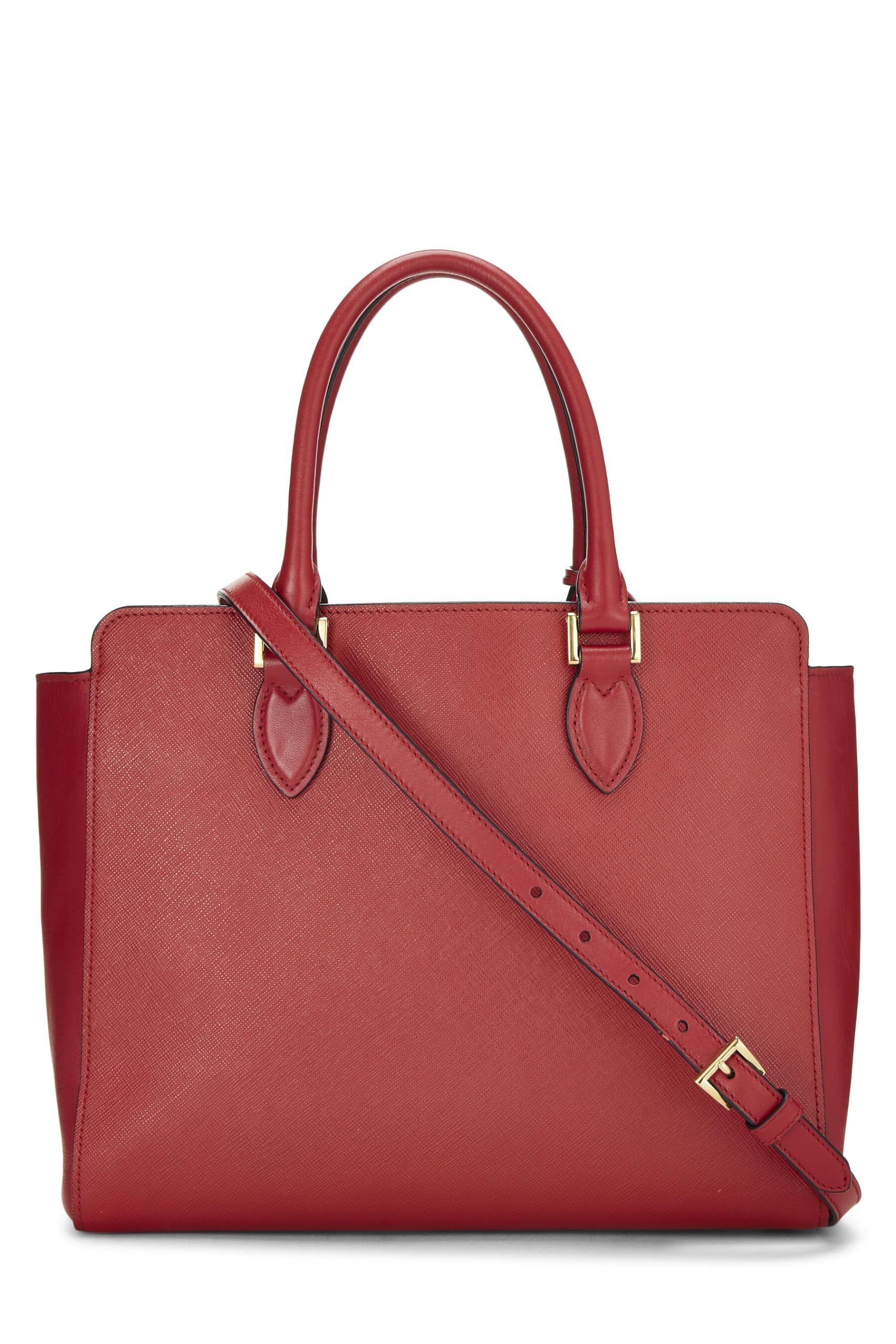 Prada, Red Saffiano Convertible Handbag Small, Red