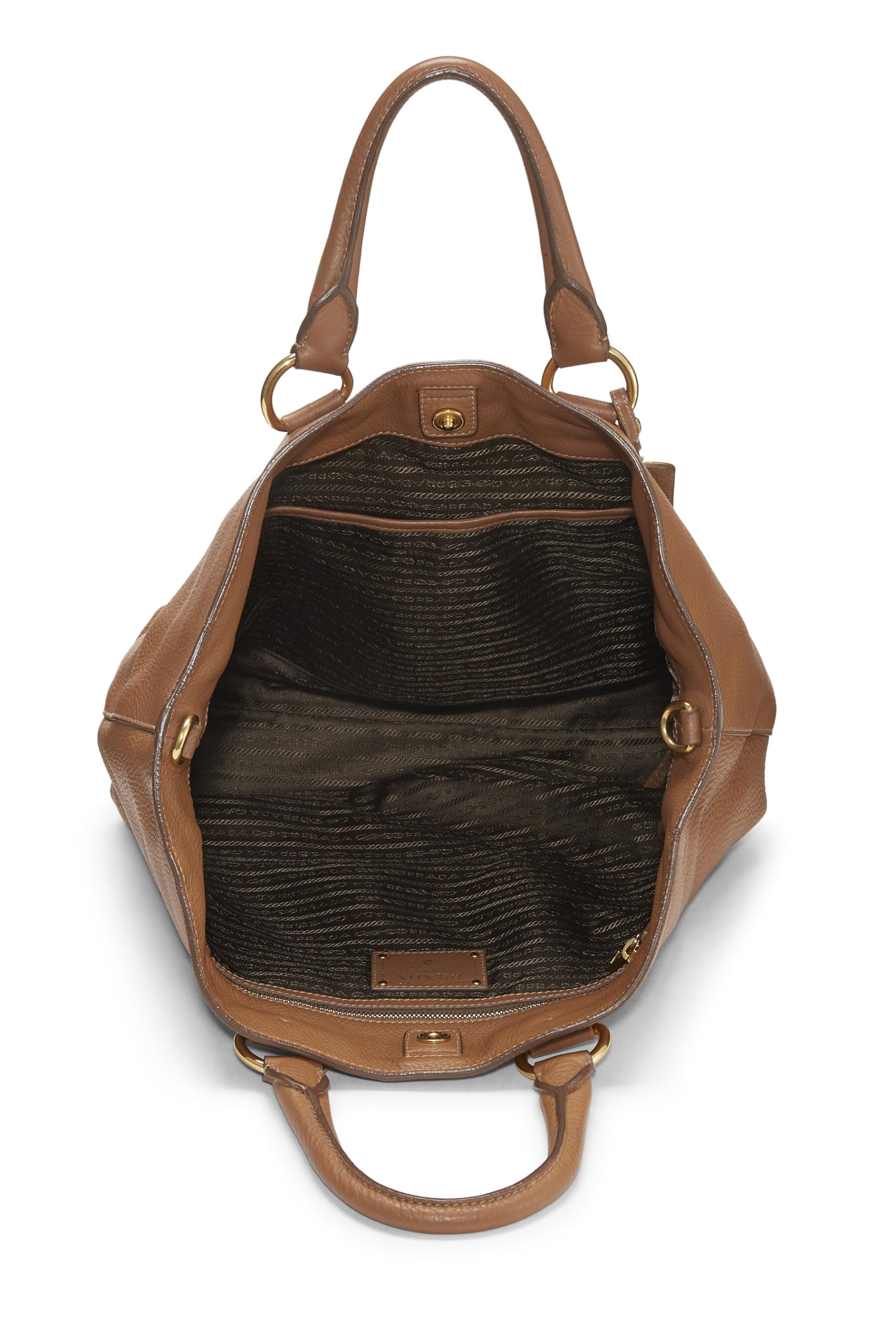 Prada, Brown Vitello Daino Phenix Convertible Shopping Tote, Brown
