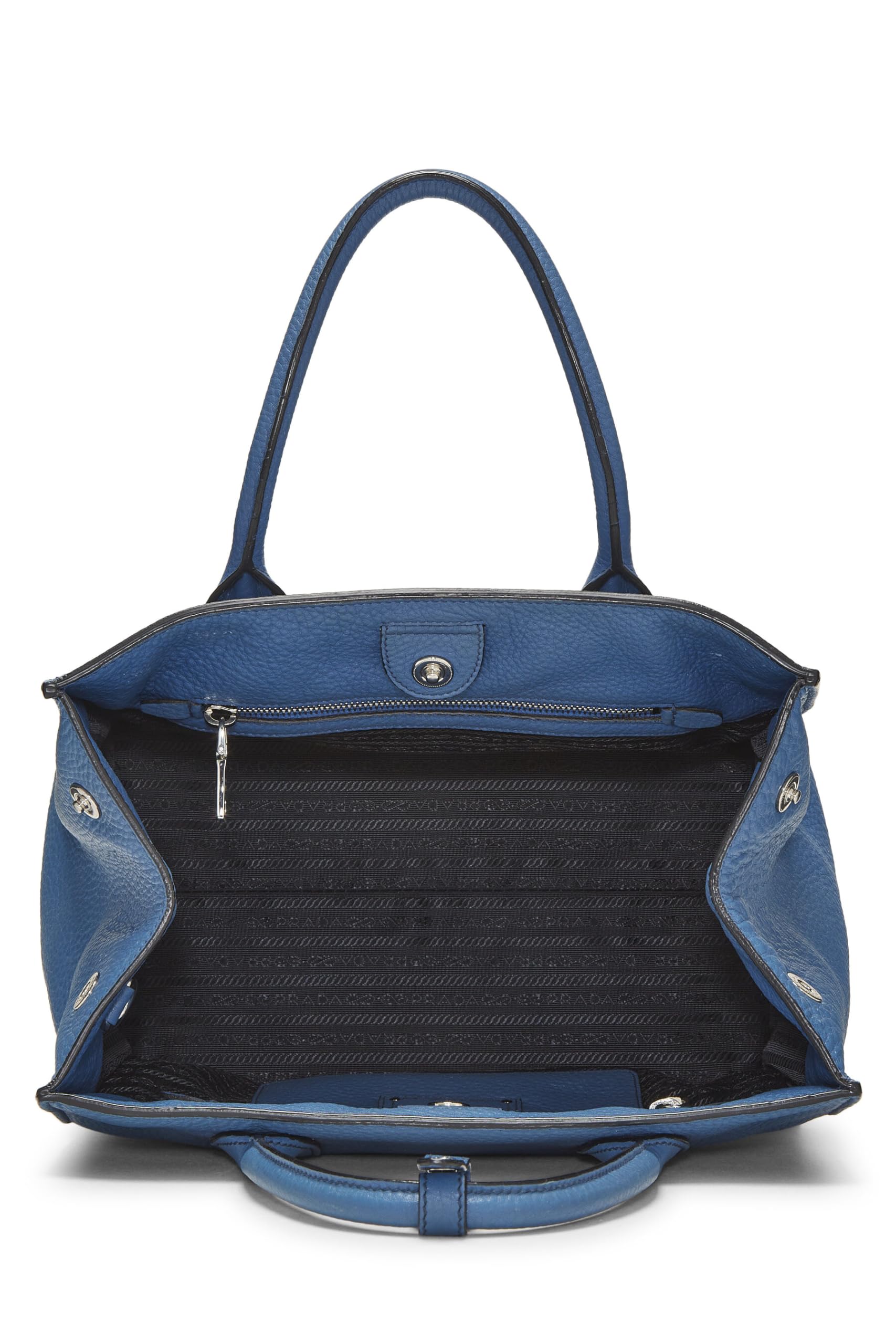 Prada, Blue Vitello Daino Convertible Tote, Blue