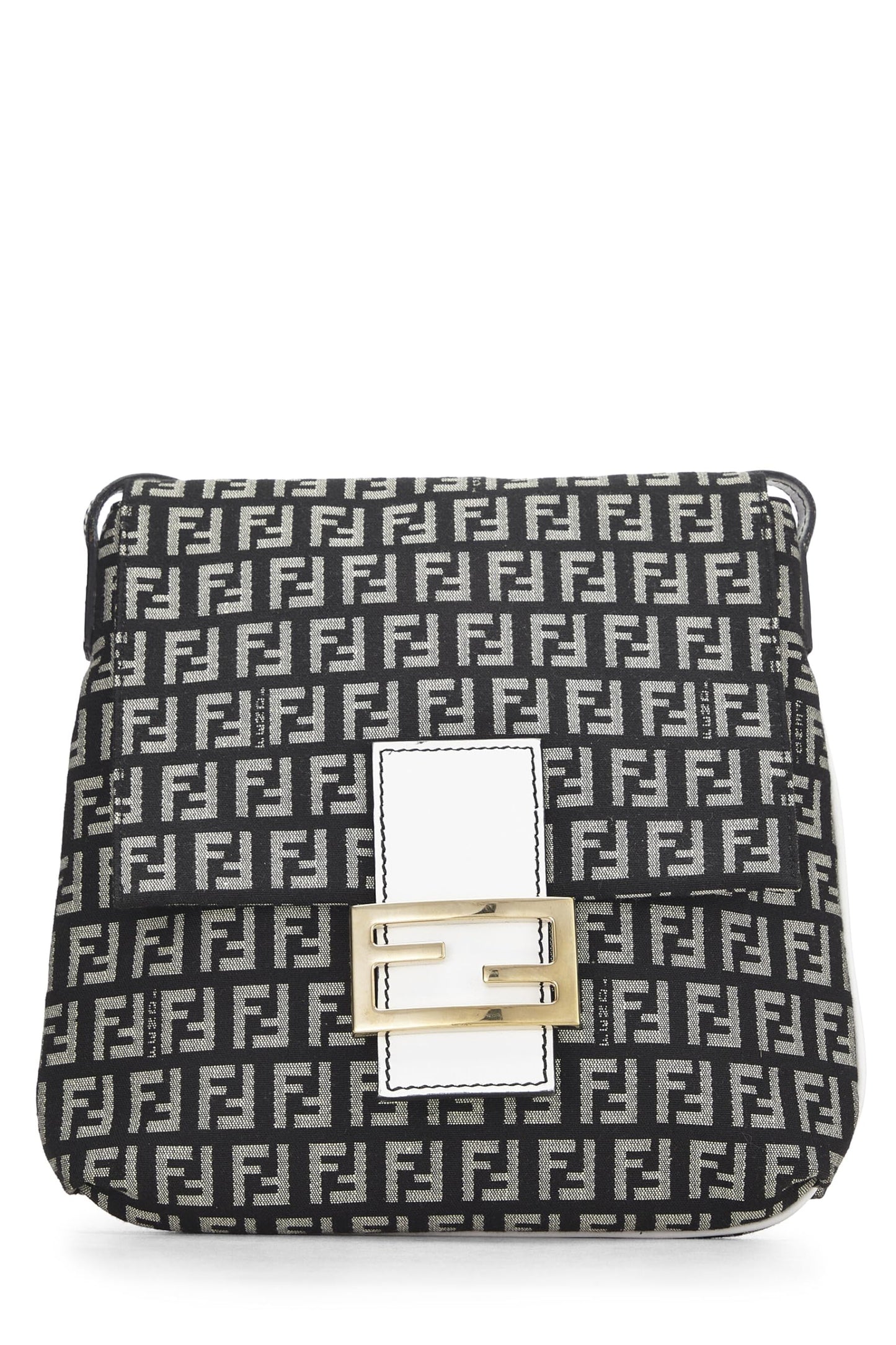 Fendi, Navy Zucchino Canvas Tube Messenger, White