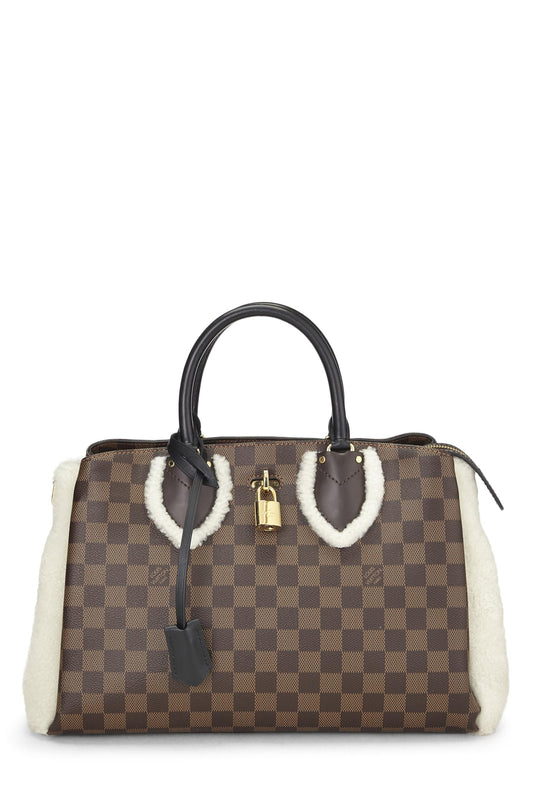 Louis Vuitton, Black Damier Ebene Shearling Normandy, Black