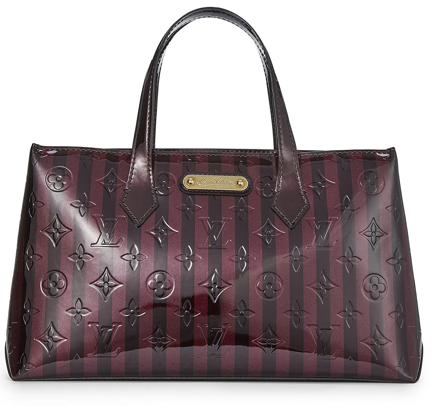 Louis Vuitton, Griotte & Amarante Monogram Vernis Rayures Wilshire PM, Purple