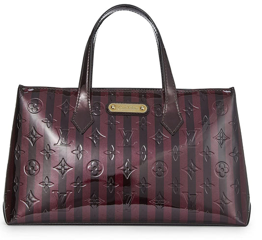 Louis Vuitton, Griotte & Amarante Monogram Vernis Rayures Wilshire PM, Purple