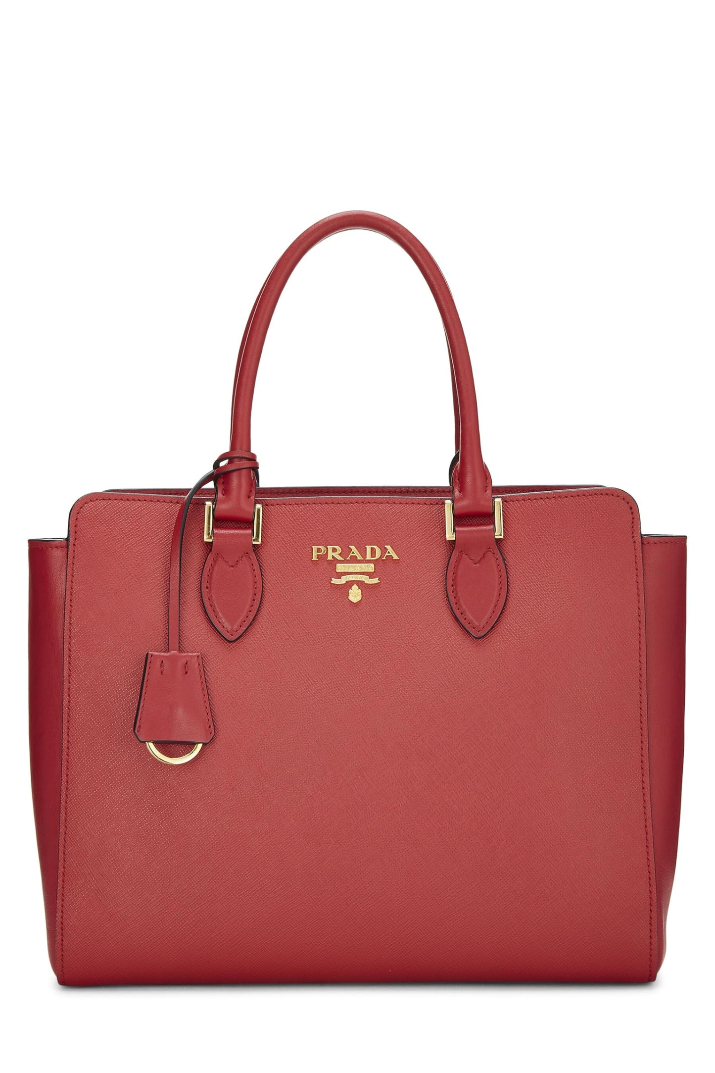 Prada, Red Saffiano Convertible Handbag Small, Red