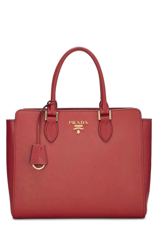 Prada, Red Saffiano Convertible Handbag Small, Red