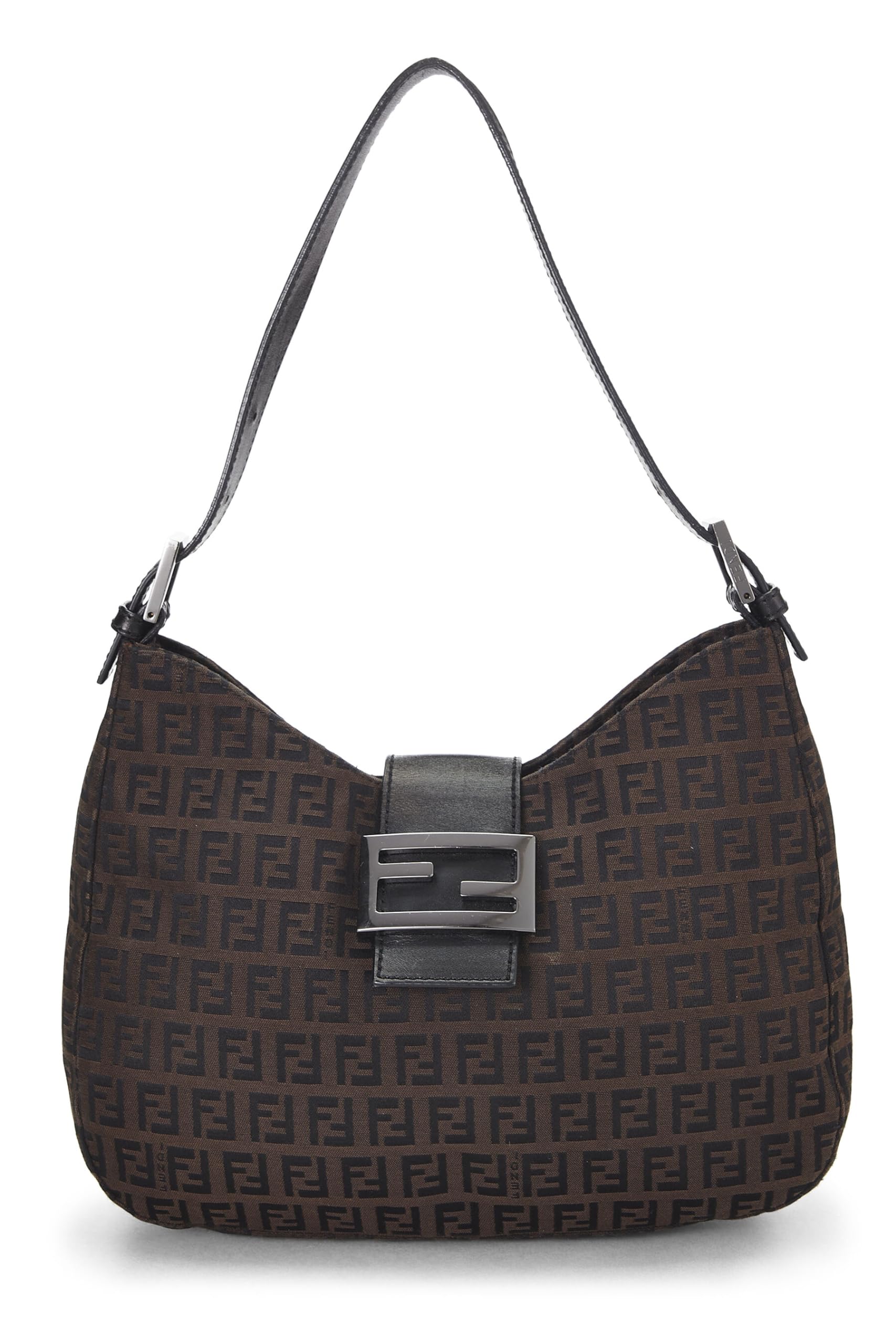 Fendi, Brown Zucchino Canvas Shoulder Bag, Brown