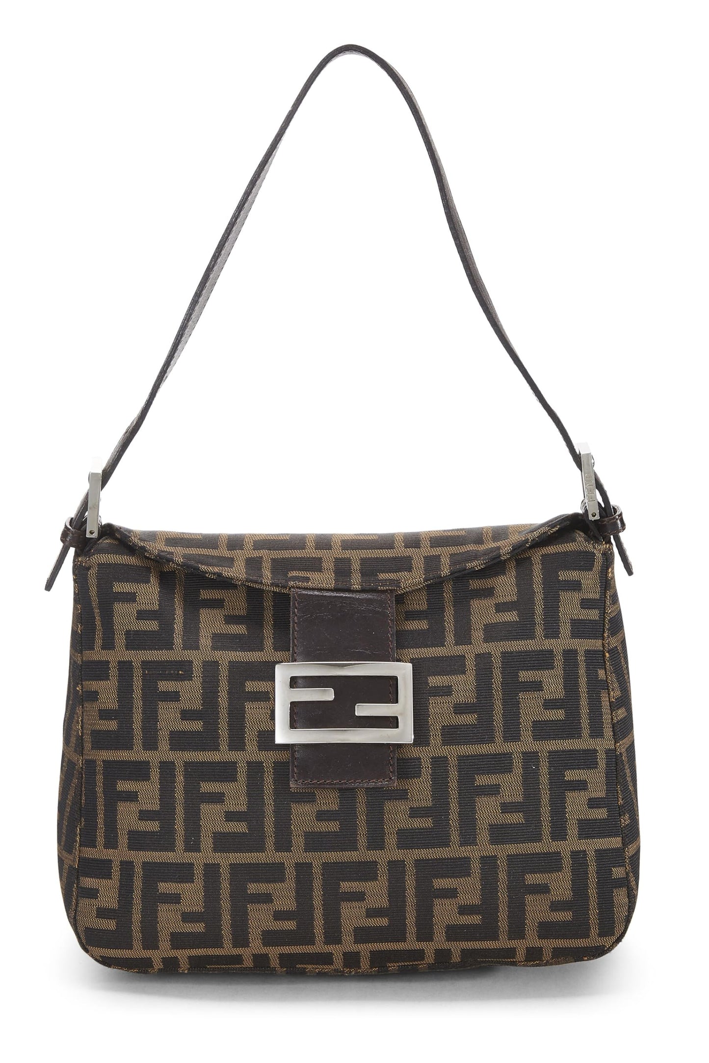 Fendi, Brown Zucca Canvas Shoulder Bag, Brown