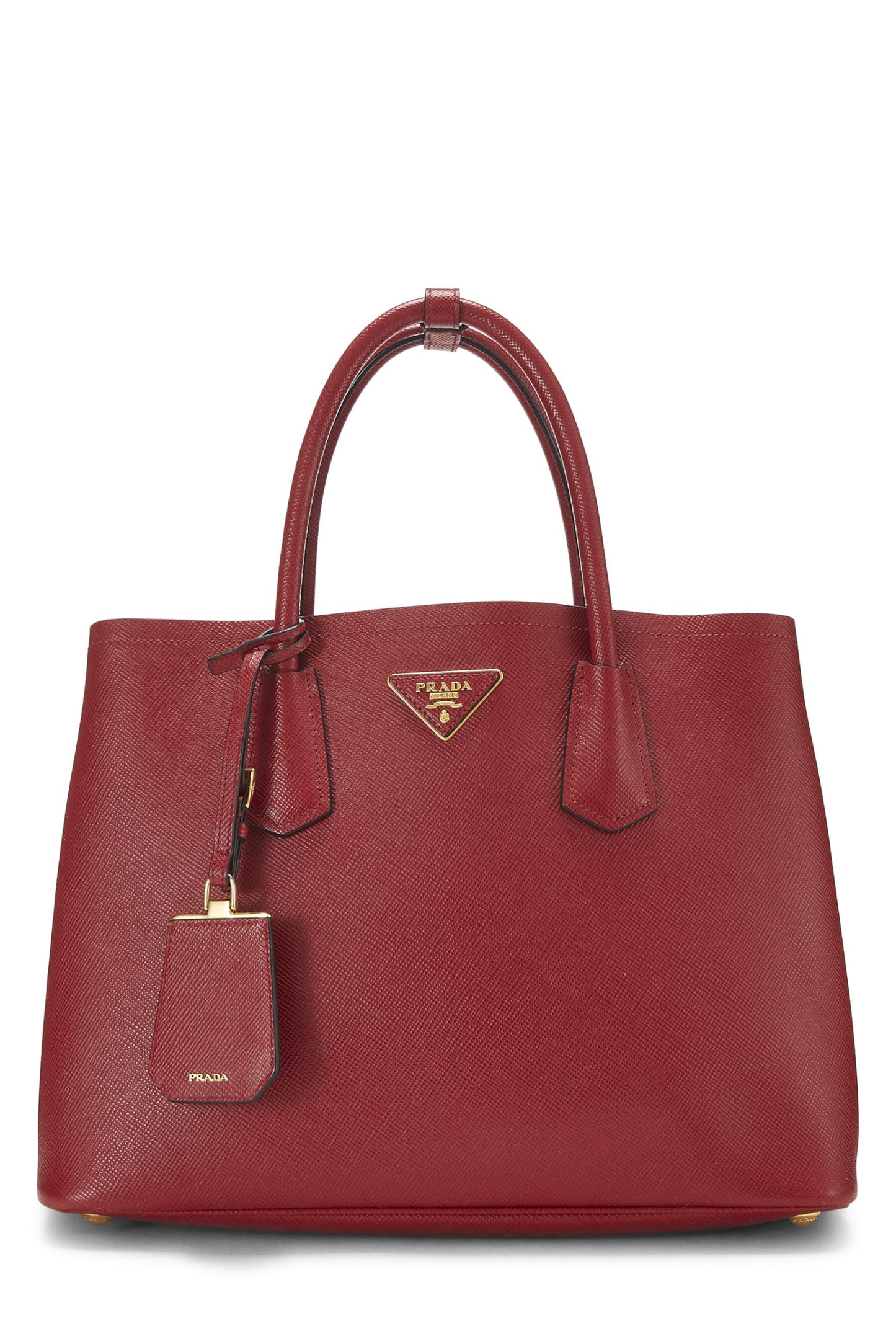 Prada, Red Saffiano Leather Cuir Double Tote Medium, Red