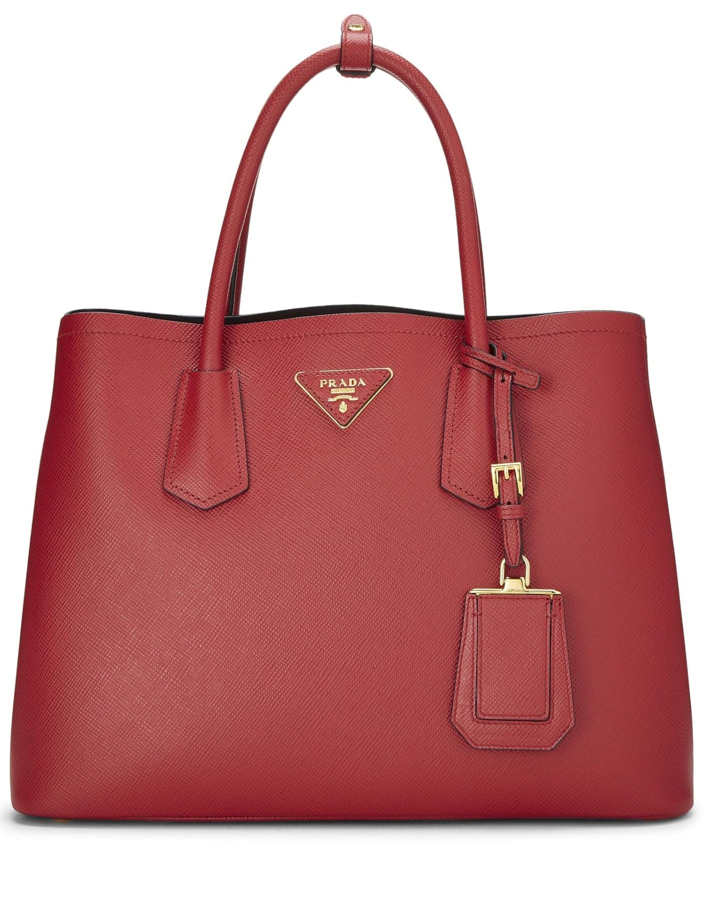 Prada, Red Saffiano Double Bag Medium, Red