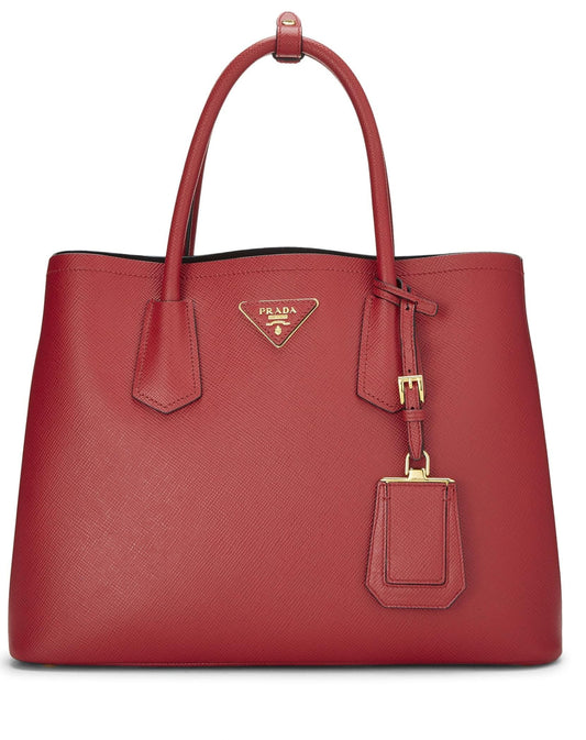 Prada, Red Saffiano Double Bag Medium, Red