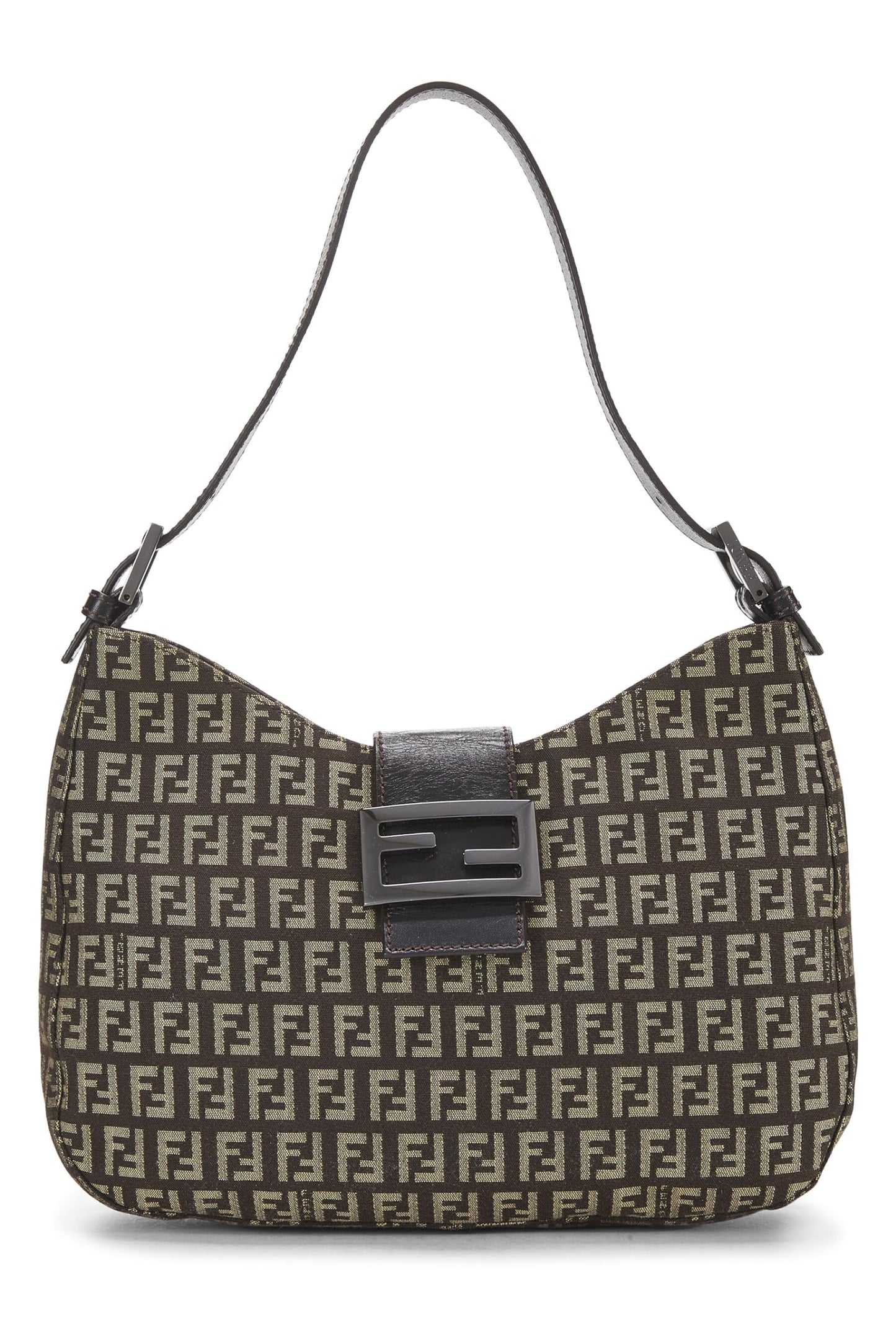 Fendi, Brown Zucchino Canvas Shoulder Bag, Brown