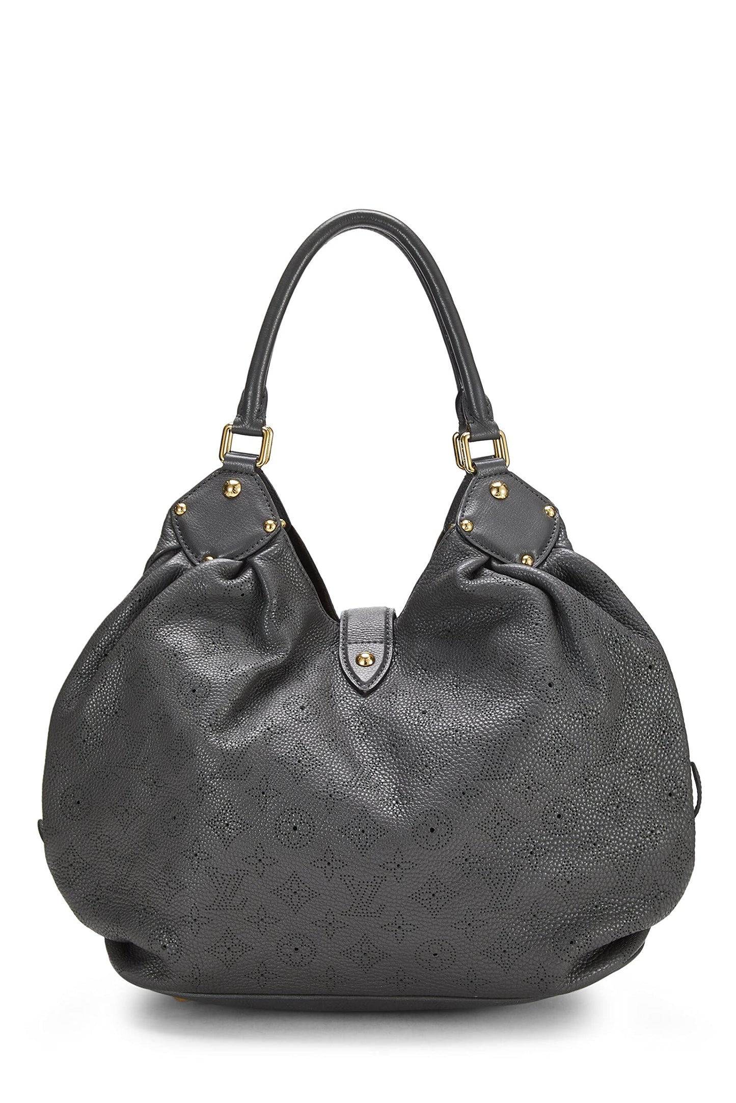 Louis Vuitton, Black Leather Monogram Mahina Large, Grey