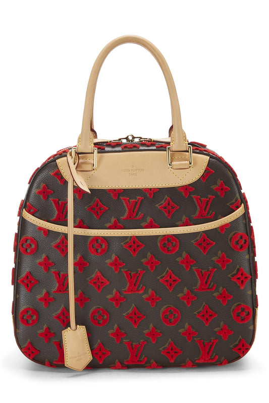 Louis Vuitton, Limited Edition Red Monogram Tuffetage Deauville Cube, Red