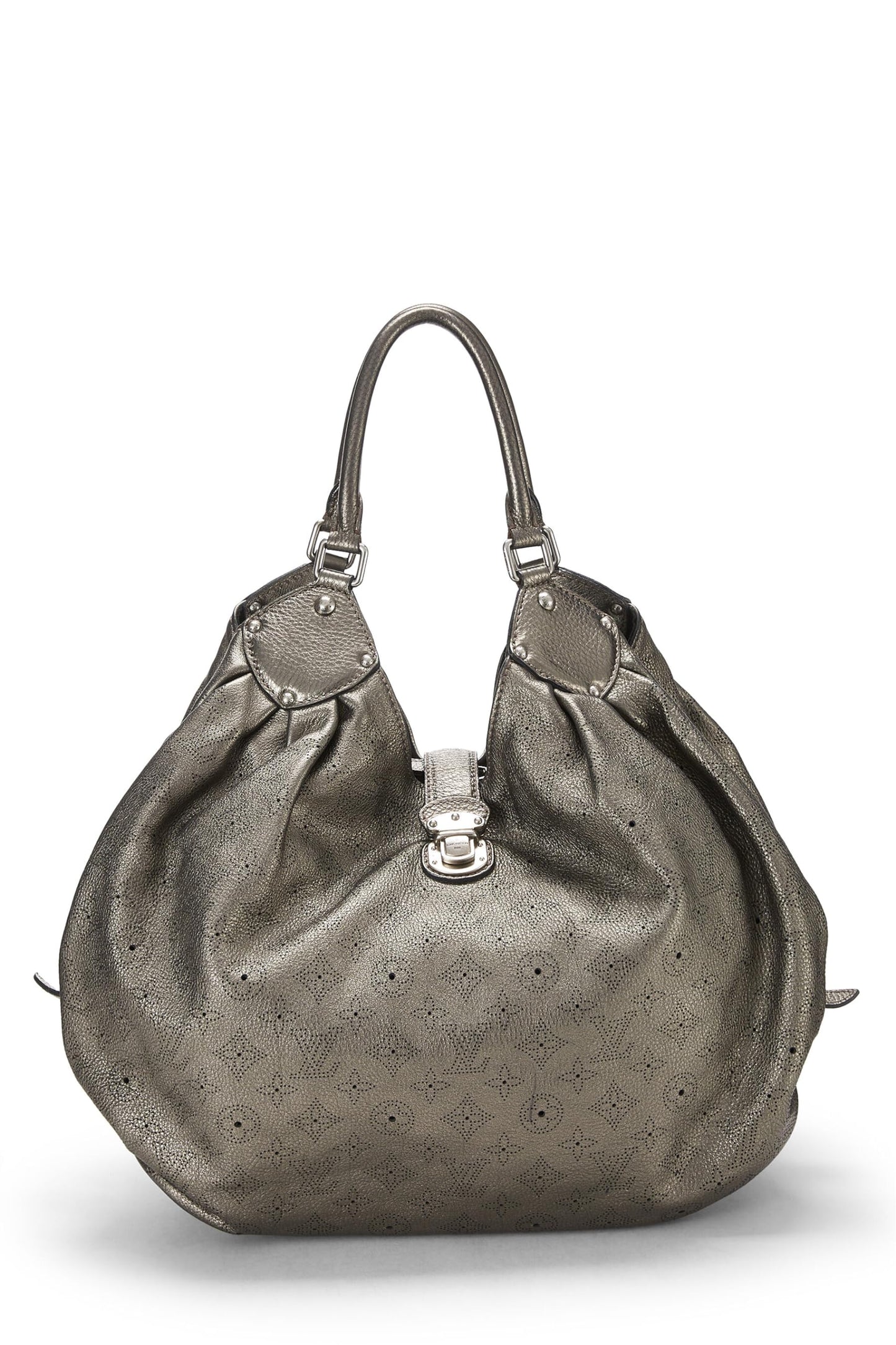 Louis Vuitton, Metallic Silver Monogram Leather Mahina XL, Silver