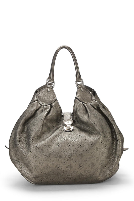 Louis Vuitton, Metallic Silver Monogram Leather Mahina XL, Silver
