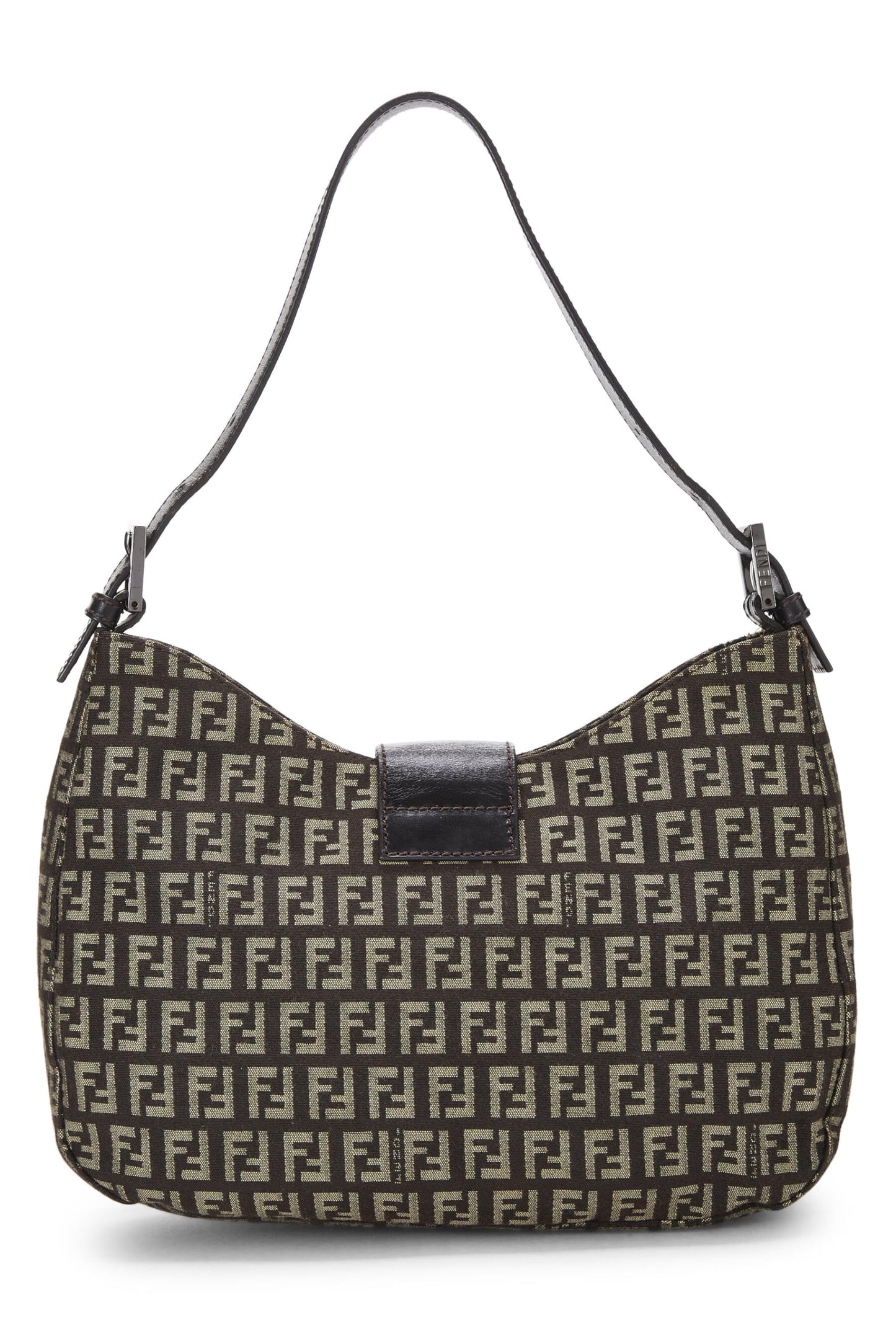 Fendi, Brown Zucchino Canvas Shoulder Bag, Brown