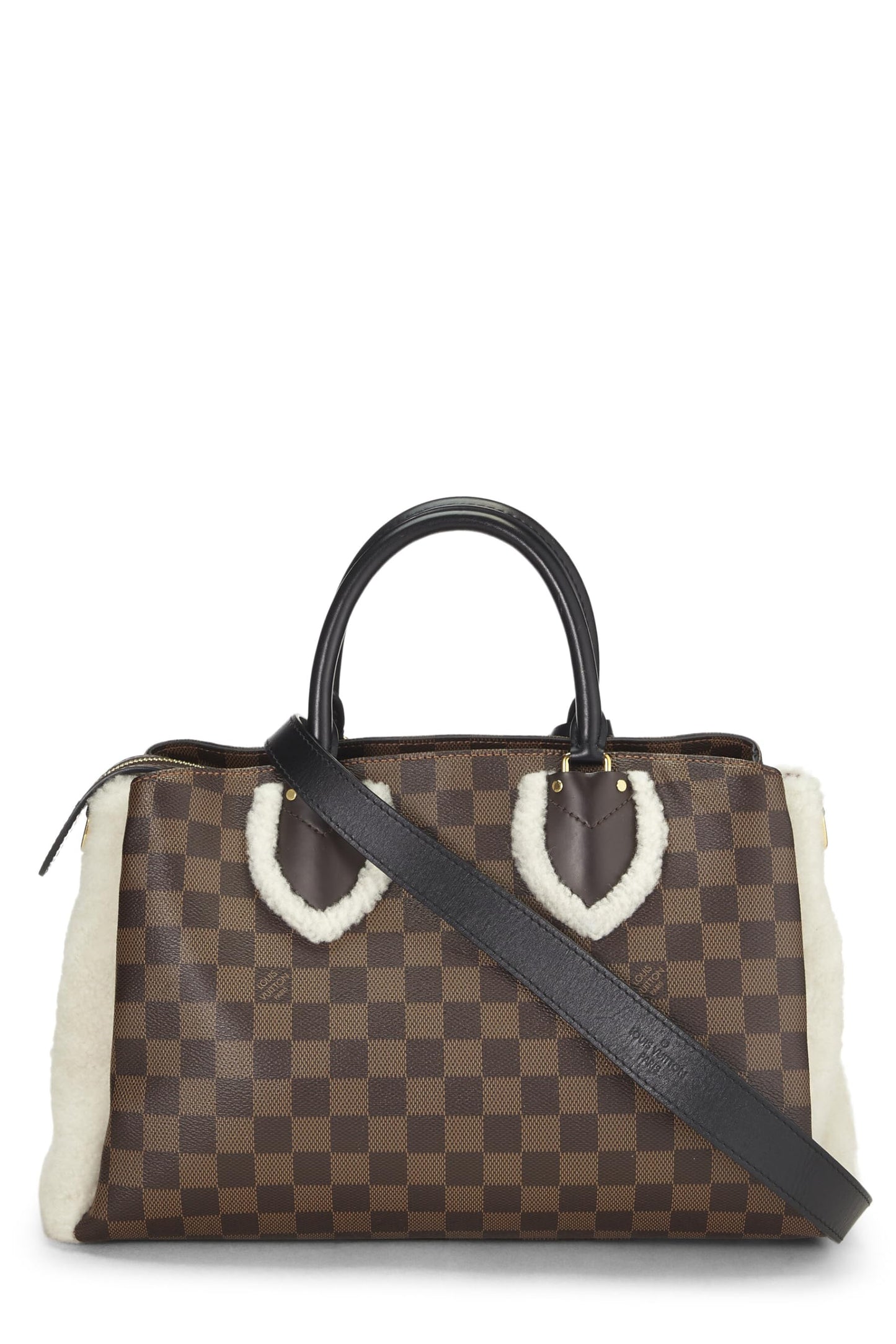 Louis Vuitton, Black Damier Ebene Shearling Normandy, Black