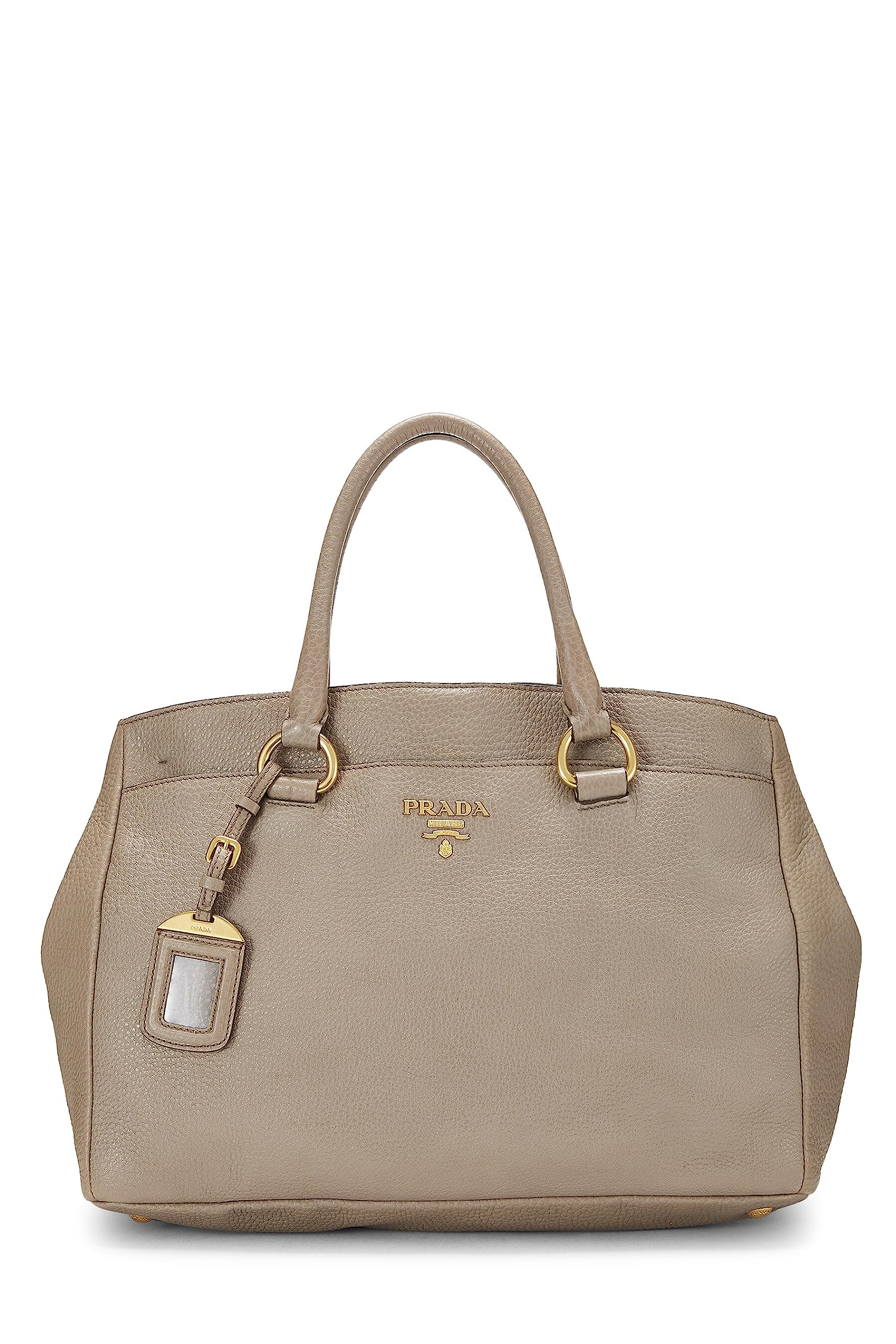 Prada, Grey Vitello Daino Convertible Shopping Tote, Grey