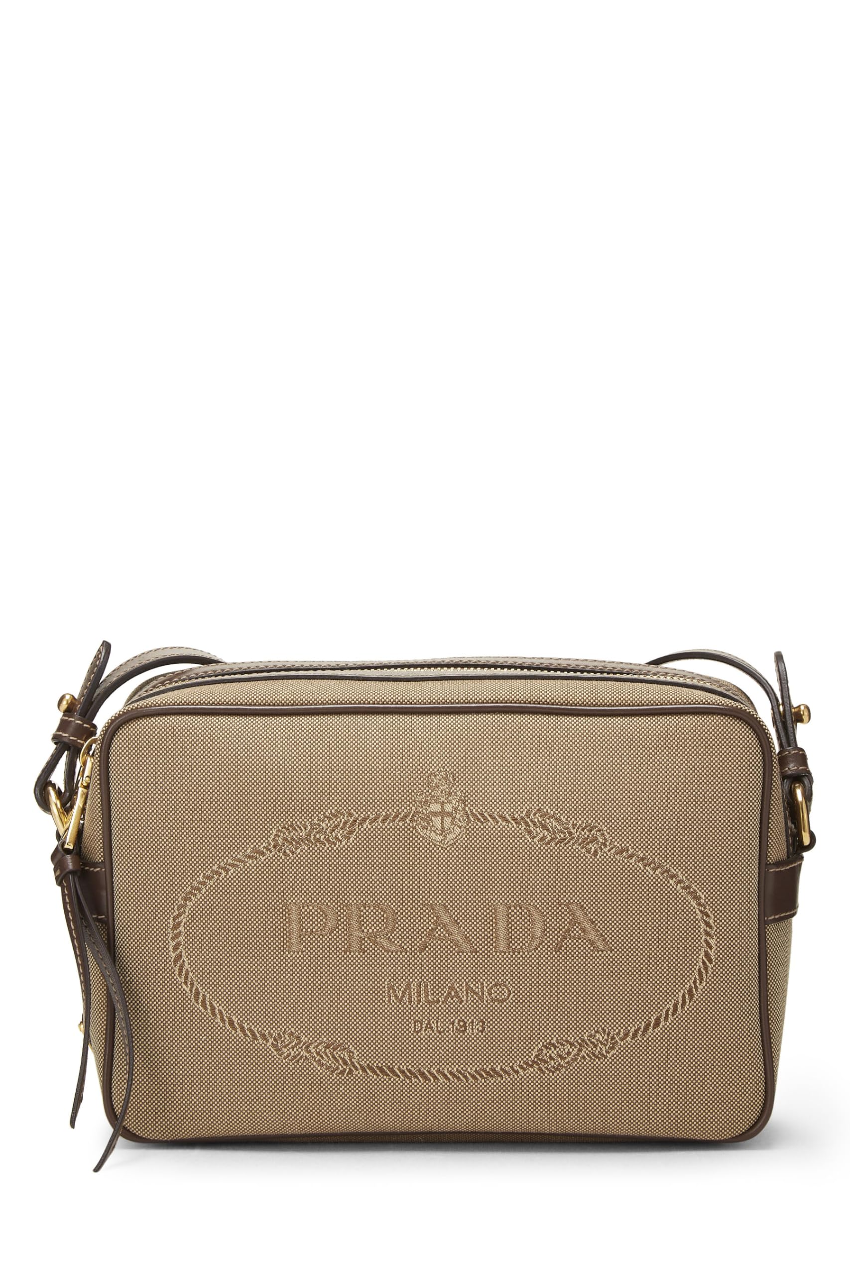 Prada, Beige Canvas Logo Camera Bag, Brown