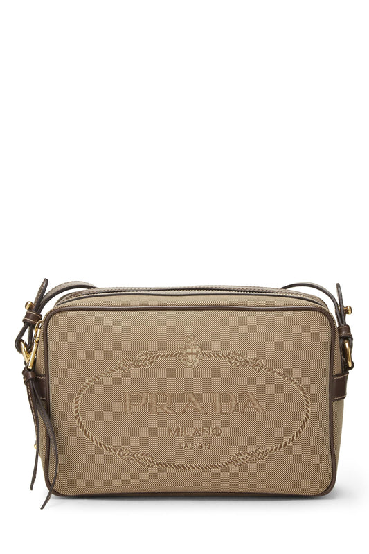 Prada, Beige Canvas Logo Camera Bag, Brown