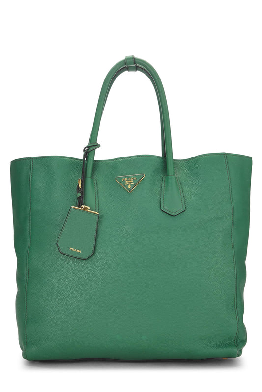 Prada, Green Vitello Grain Tote, Green