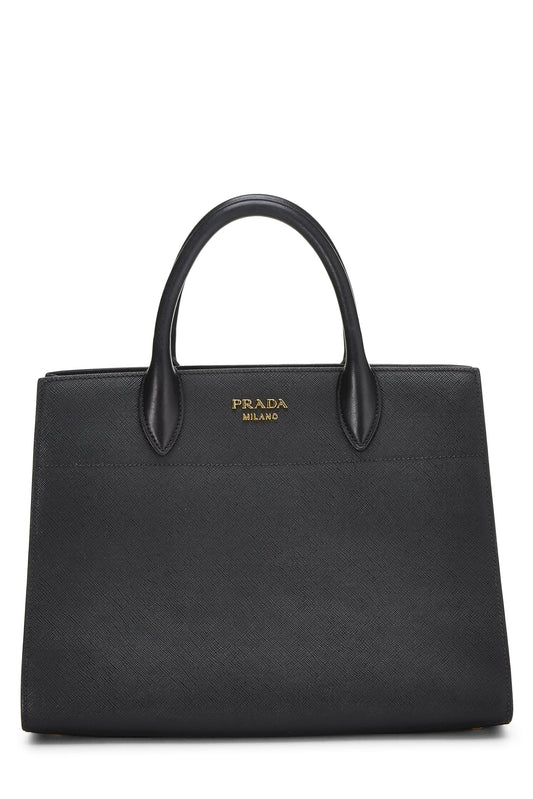 Prada, Black Saffiano Bibliotheque Small, Black Luxury Handbag